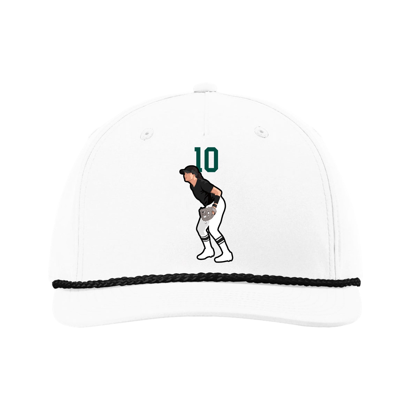 Five-Panel Classic Rope Cap — Number Top in White