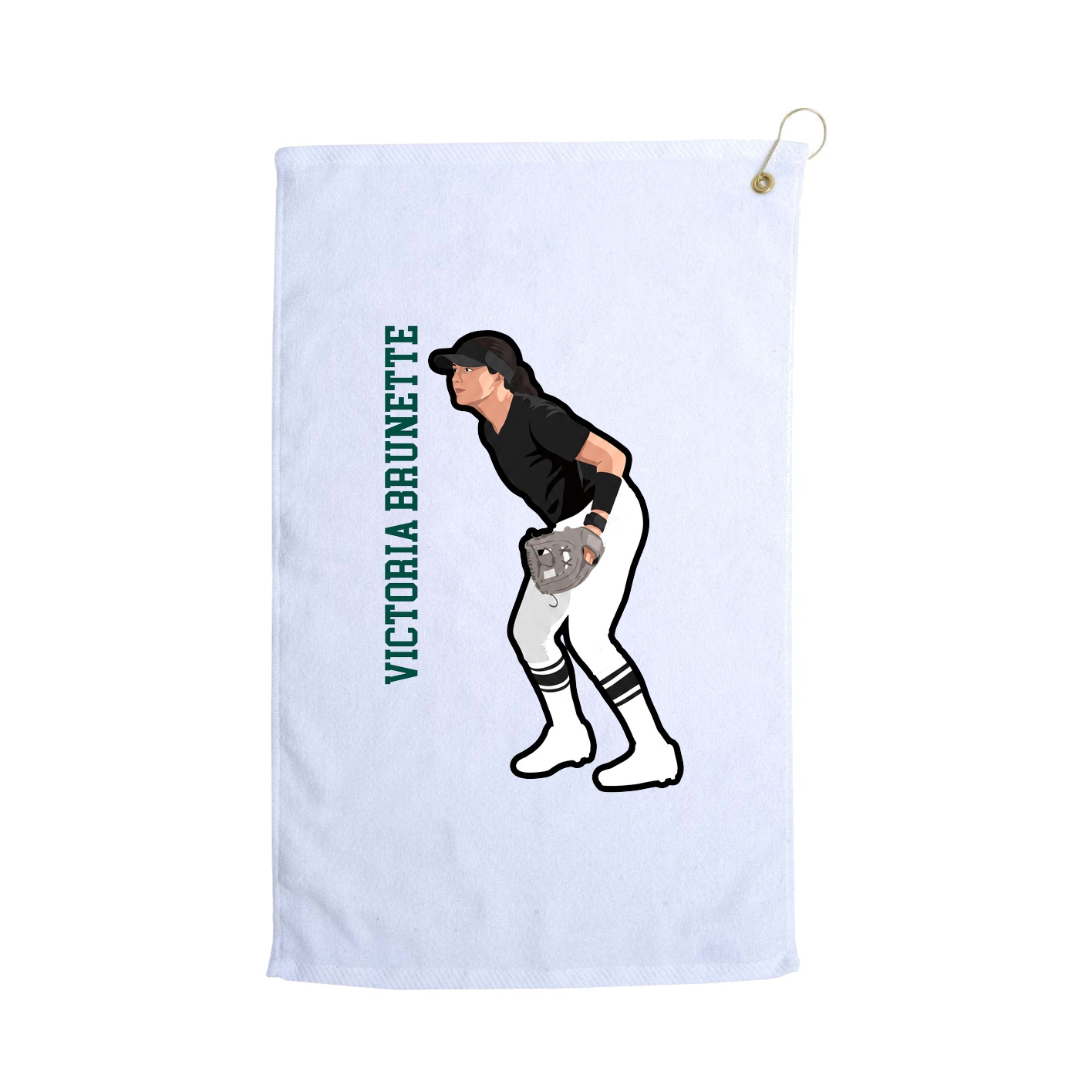 Golf Towel — Name Vertical in White