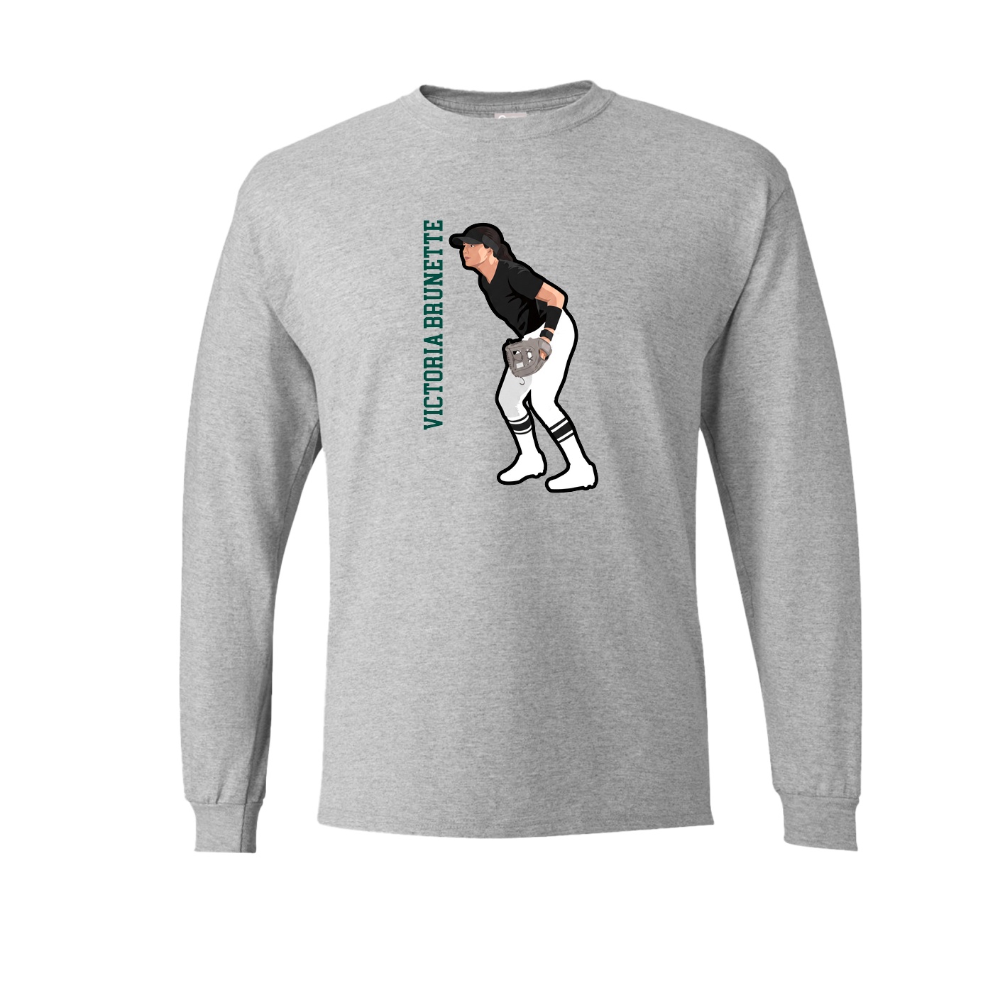 Long Sleeve Tee — Name Vertical in Grey