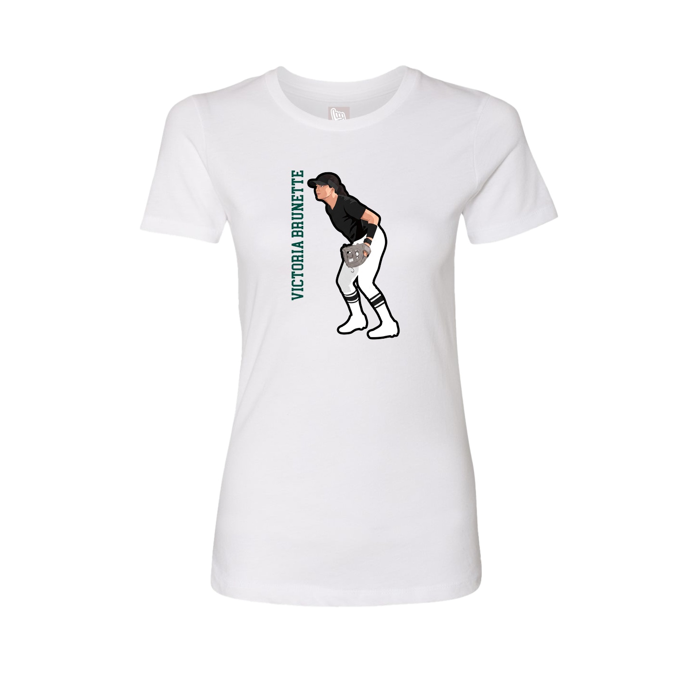 Fitted Women's Tee — Name Vertical in White