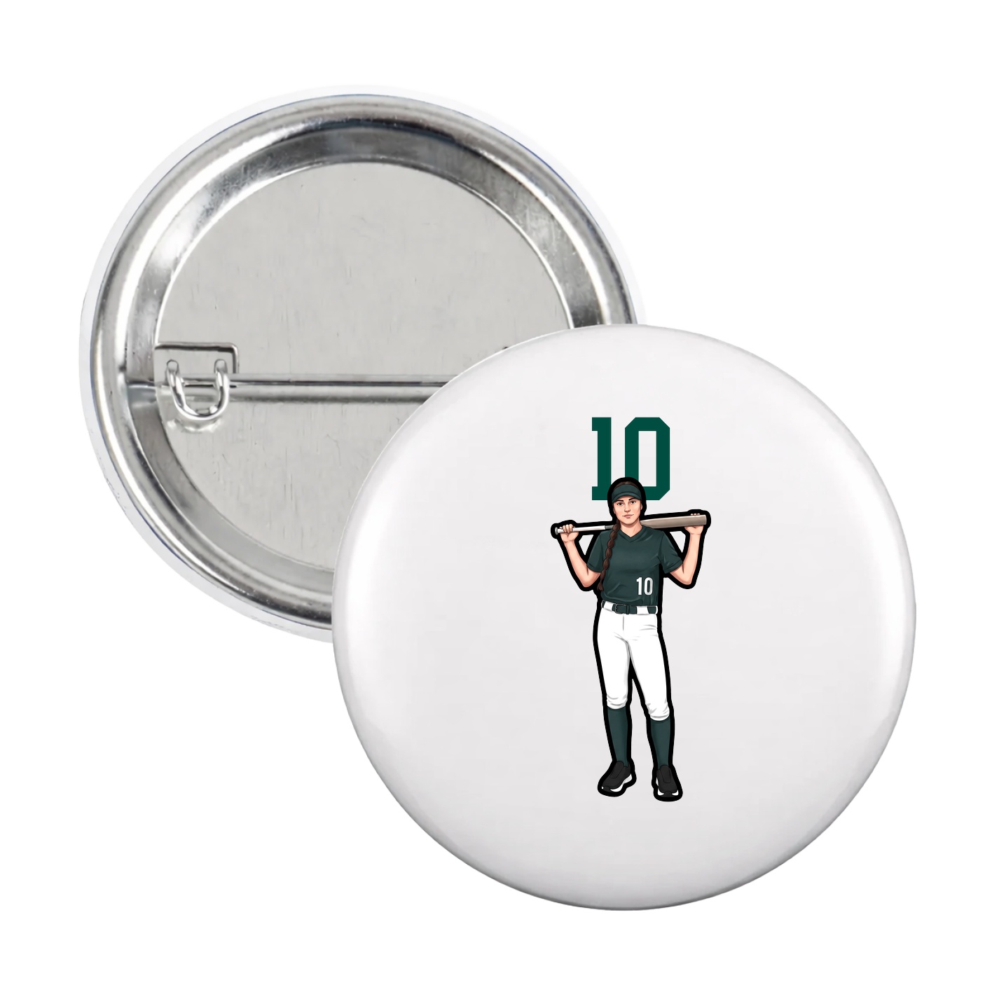 Game Day Button — Number Top in White