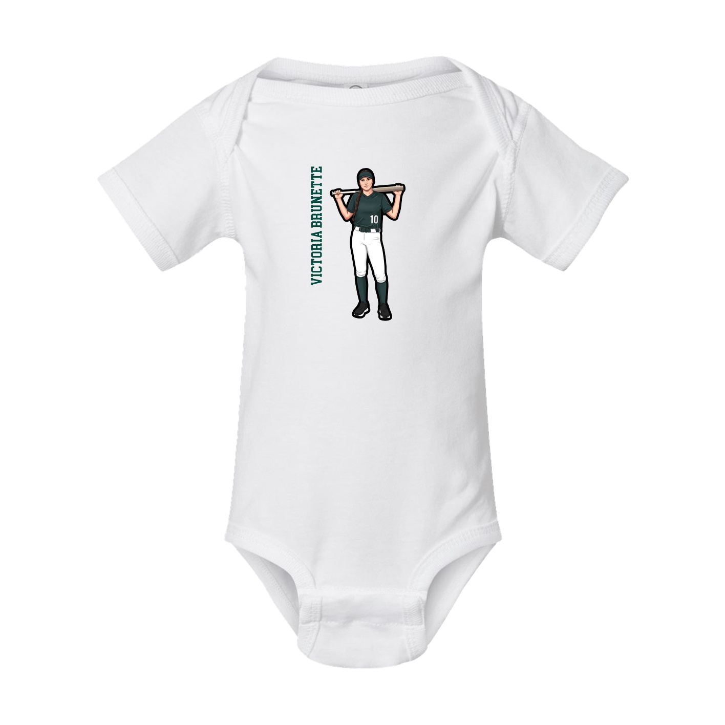 Baby Onesie — Name Vertical in White