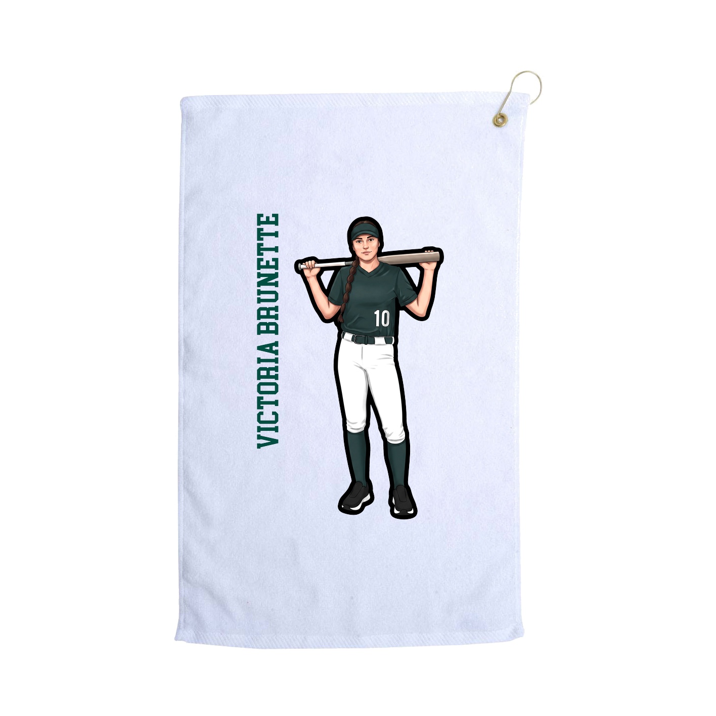 Golf Towel — Name Vertical in White