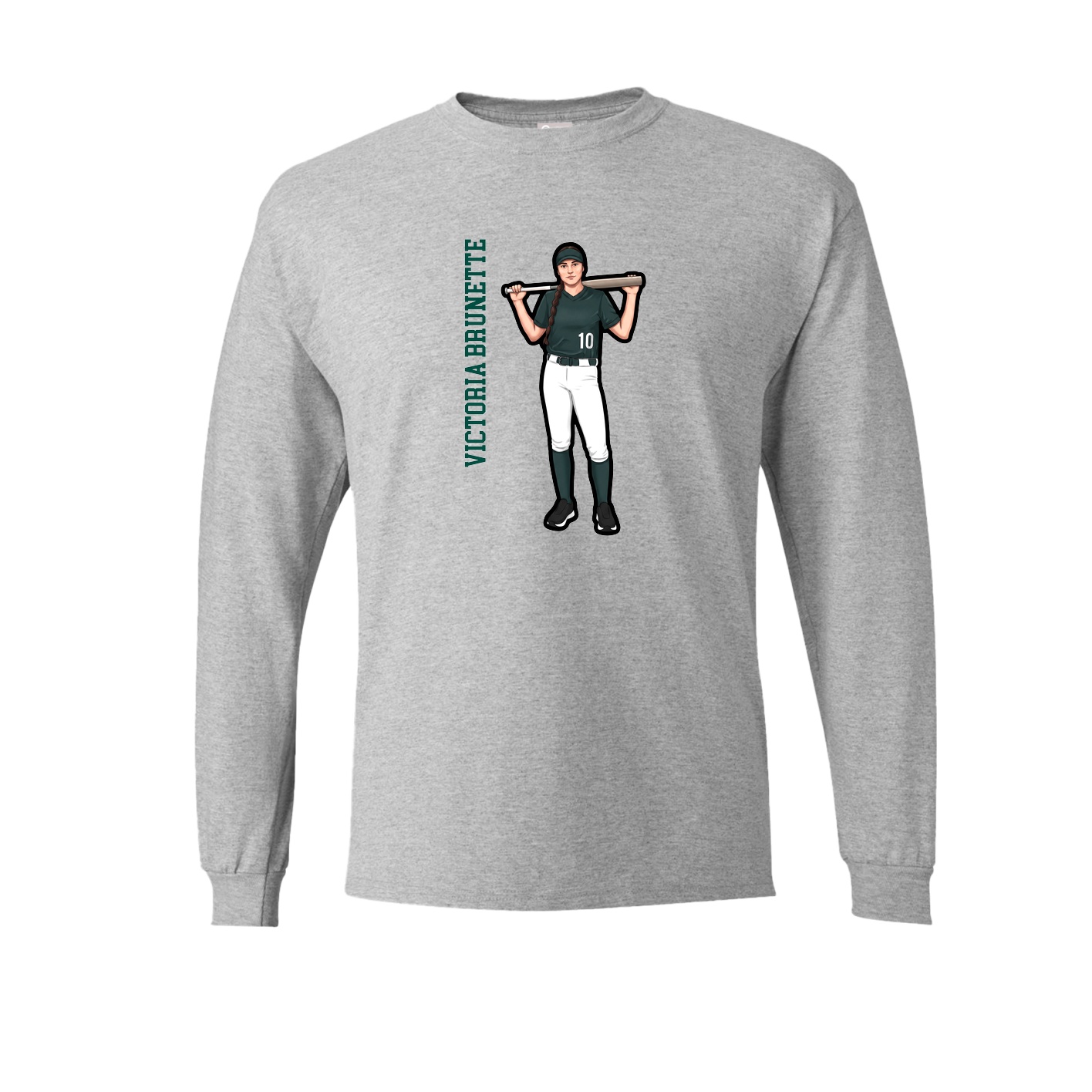 Long Sleeve Tee — Name Vertical in Grey