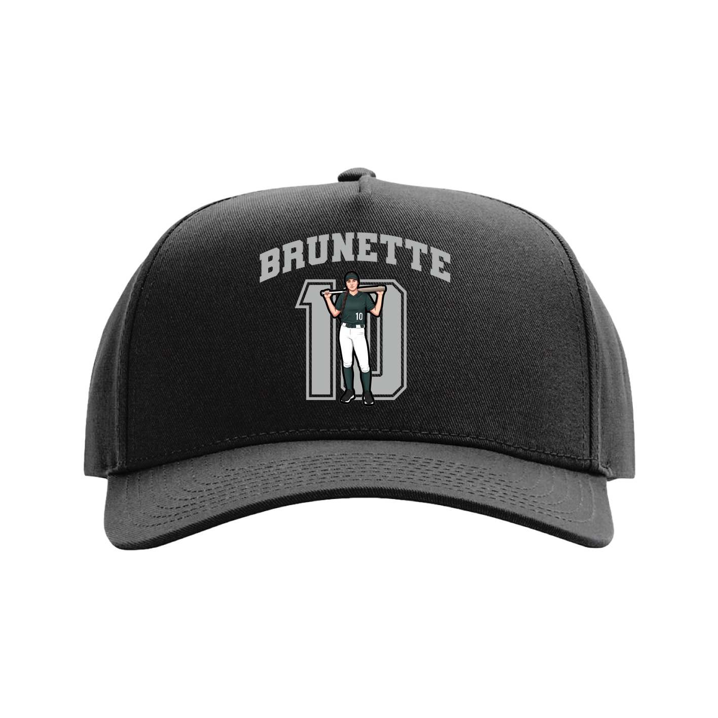 Full Fabric Five-Panel Champ Cap — Number in Black