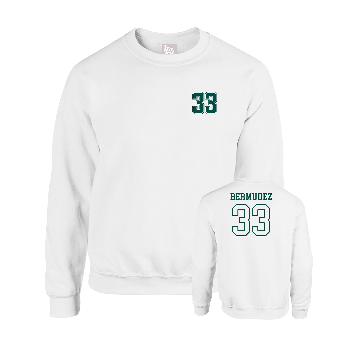 Fleece Crew — Chest Back in White