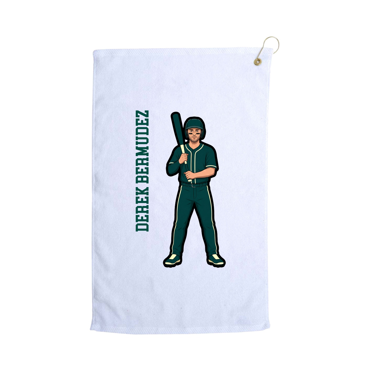 Golf Towel — Name Vertical in White
