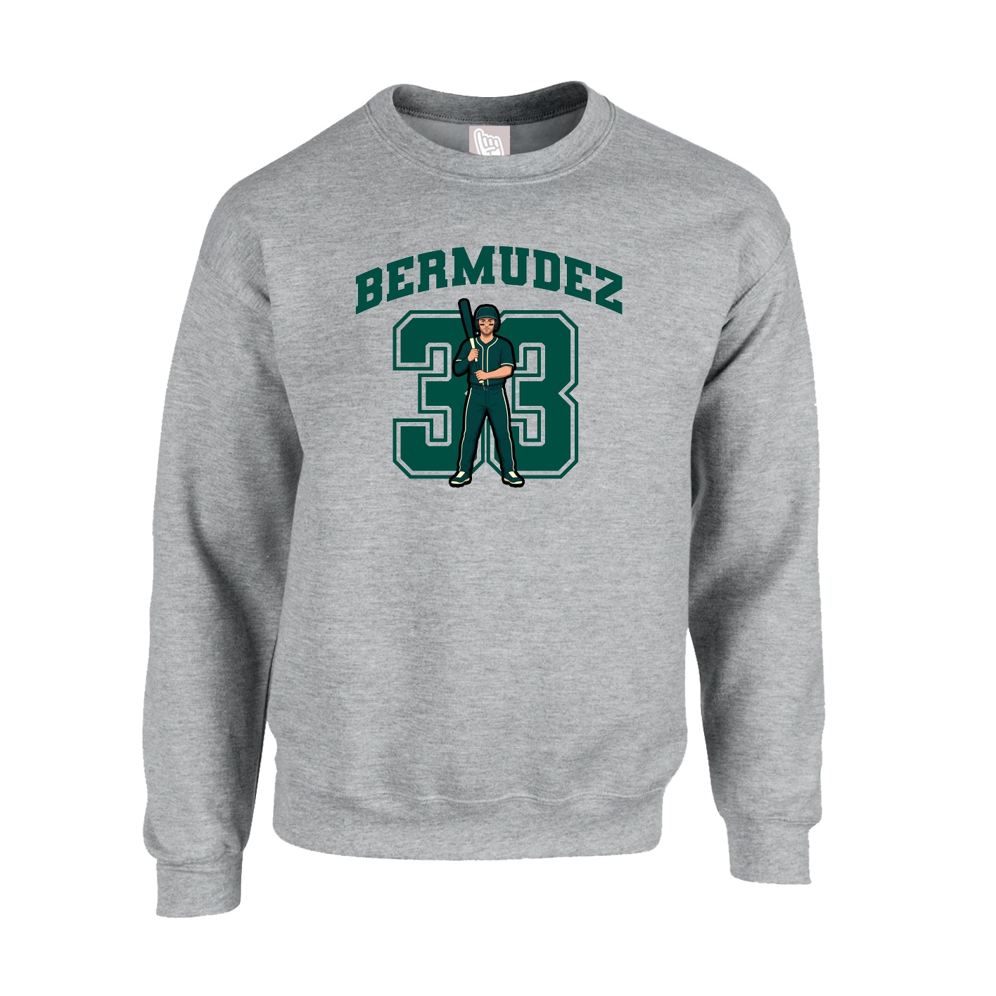 Fleece Crew — Number in Grey