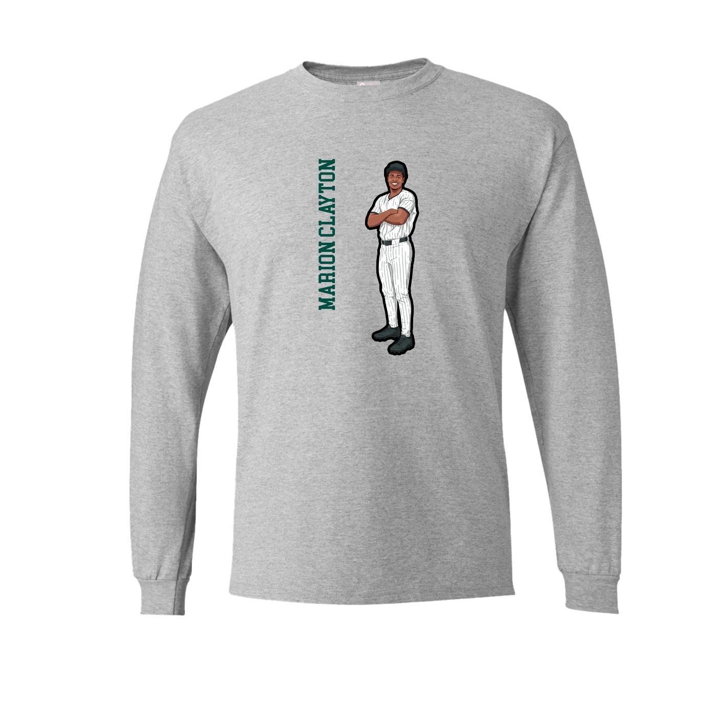 Long Sleeve Tee — Name Vertical in Grey