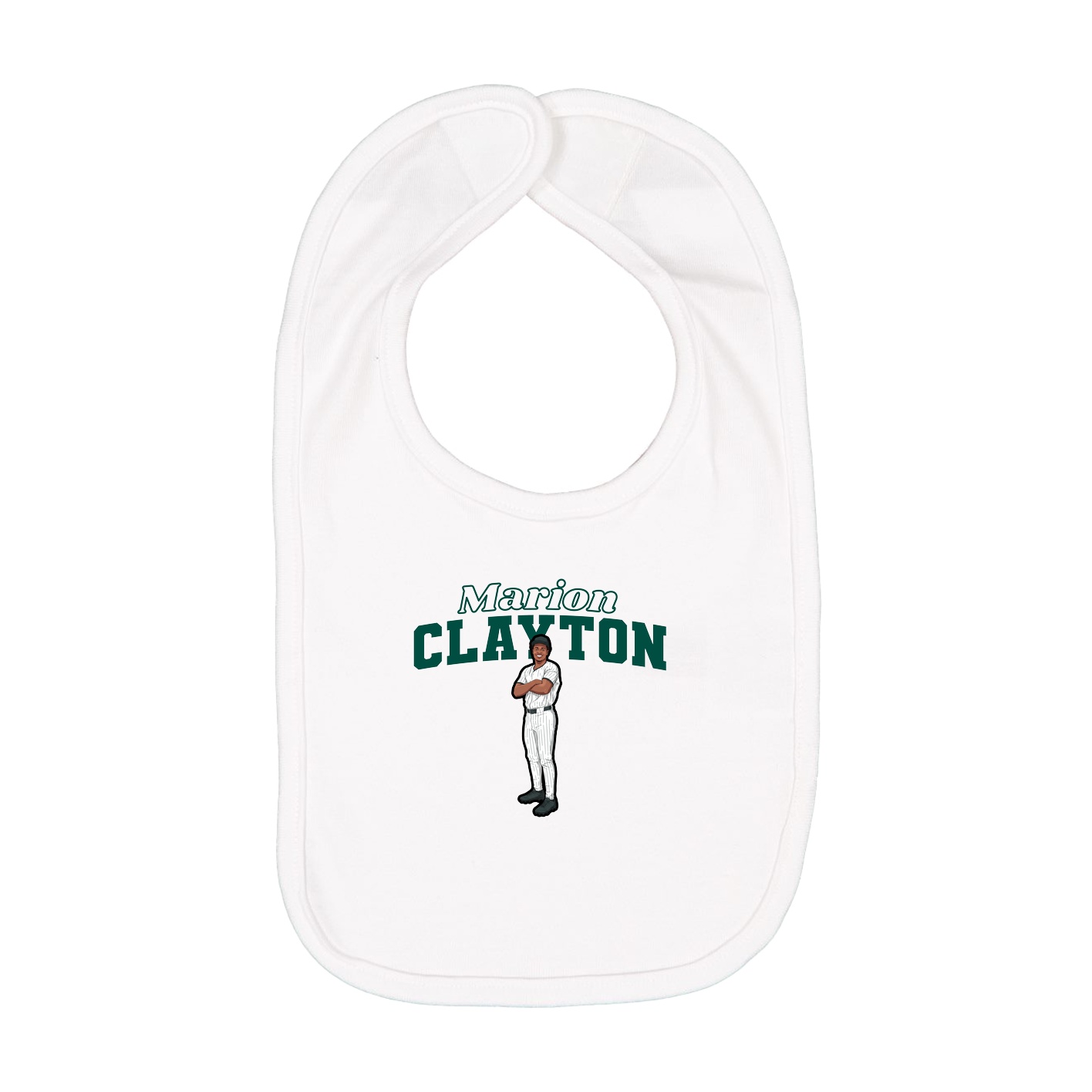 Infant Bib — Name Arch in White