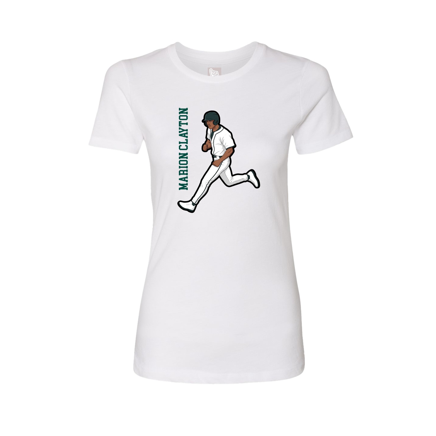 Fitted Women's Tee — Name Vertical in White