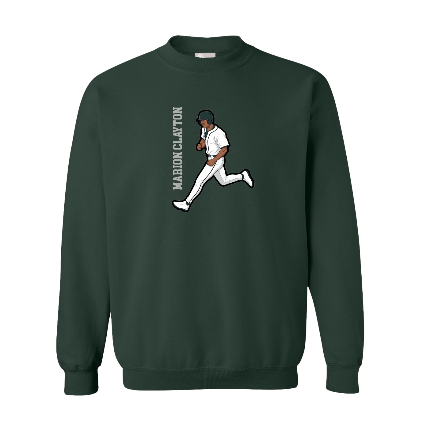 Fleece Crew — Name Vertical in Green