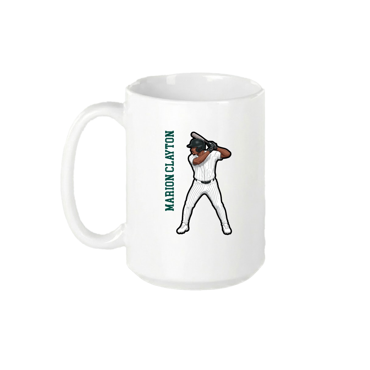 15oz Coffee Mug — Name Vertical in White