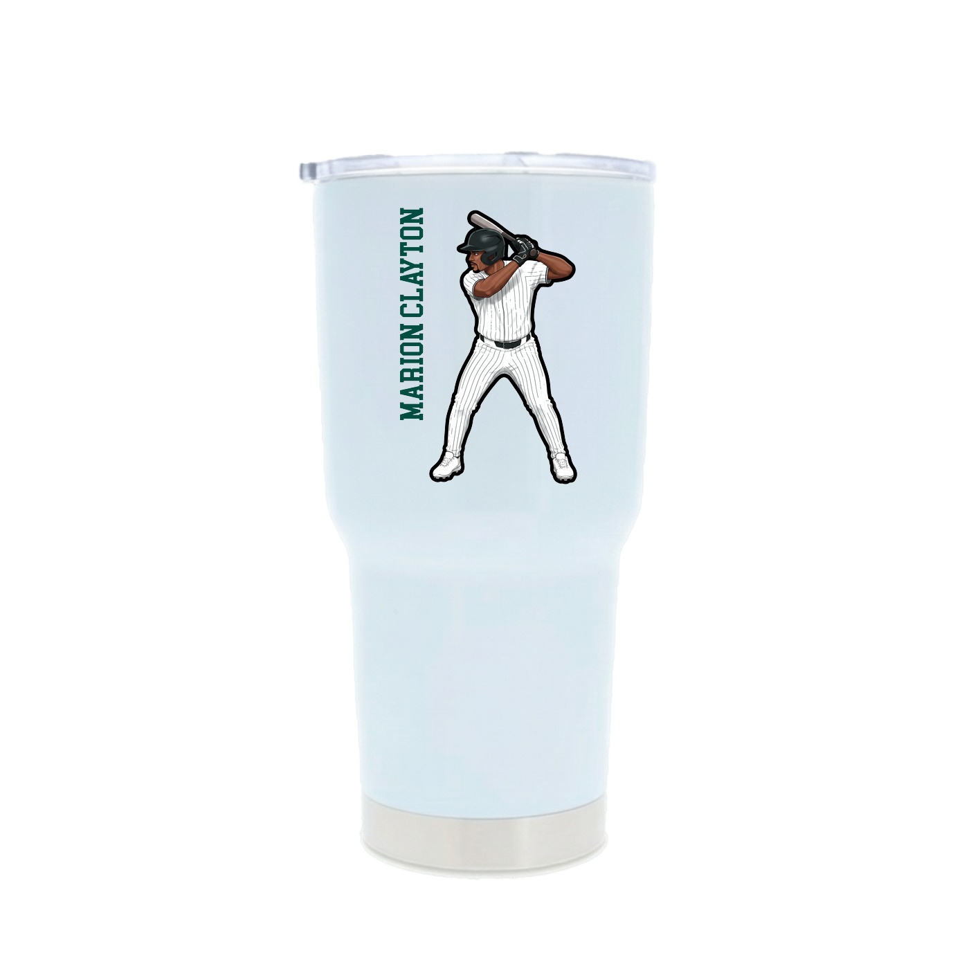 30oz Stainless Steel Tumbler — Name Vertical in White