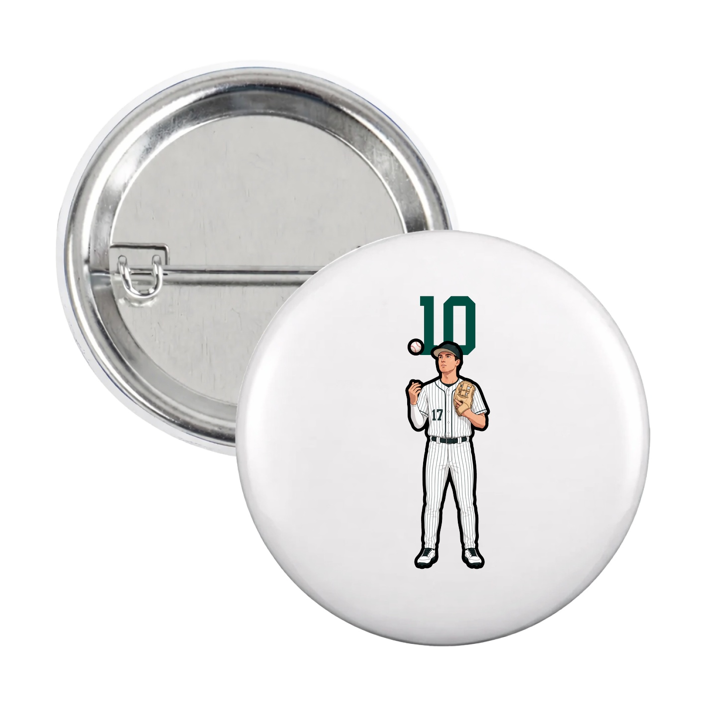 Game Day Button — Number Top in White