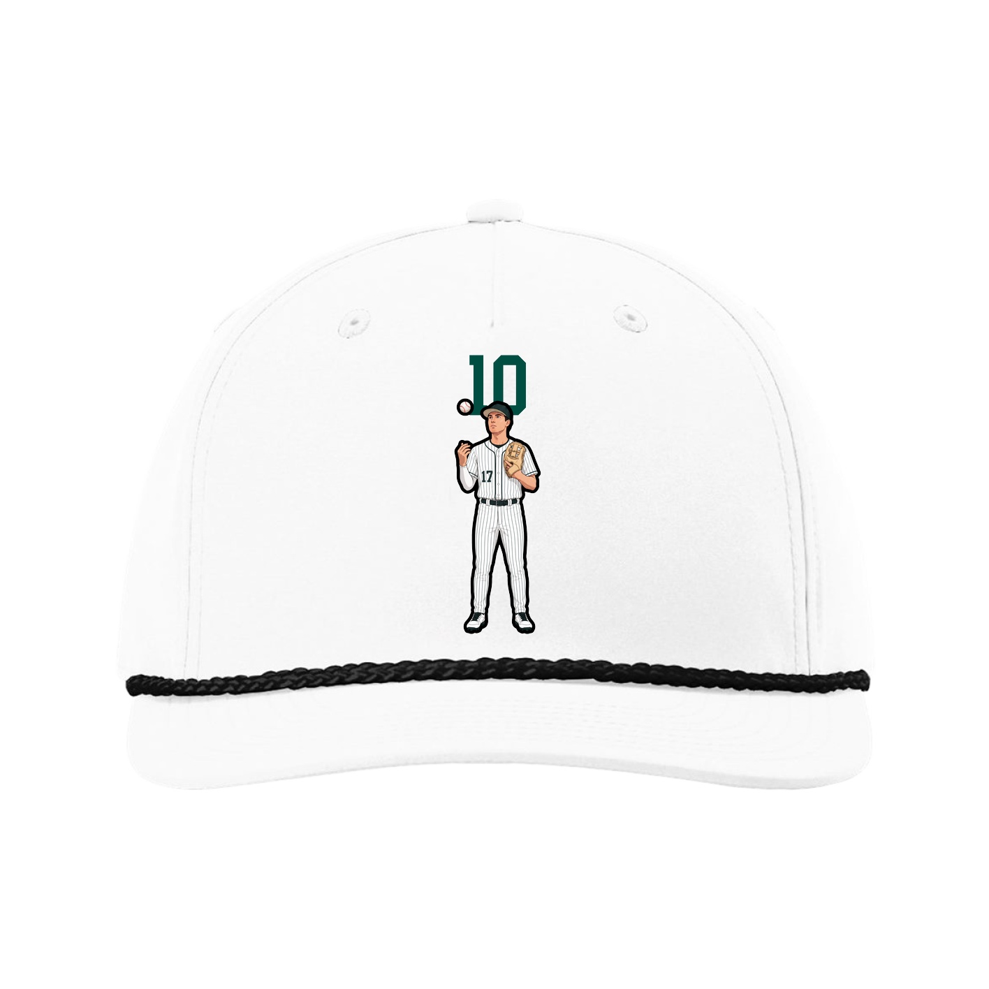 Five-Panel Classic Rope Cap — Number Top in White