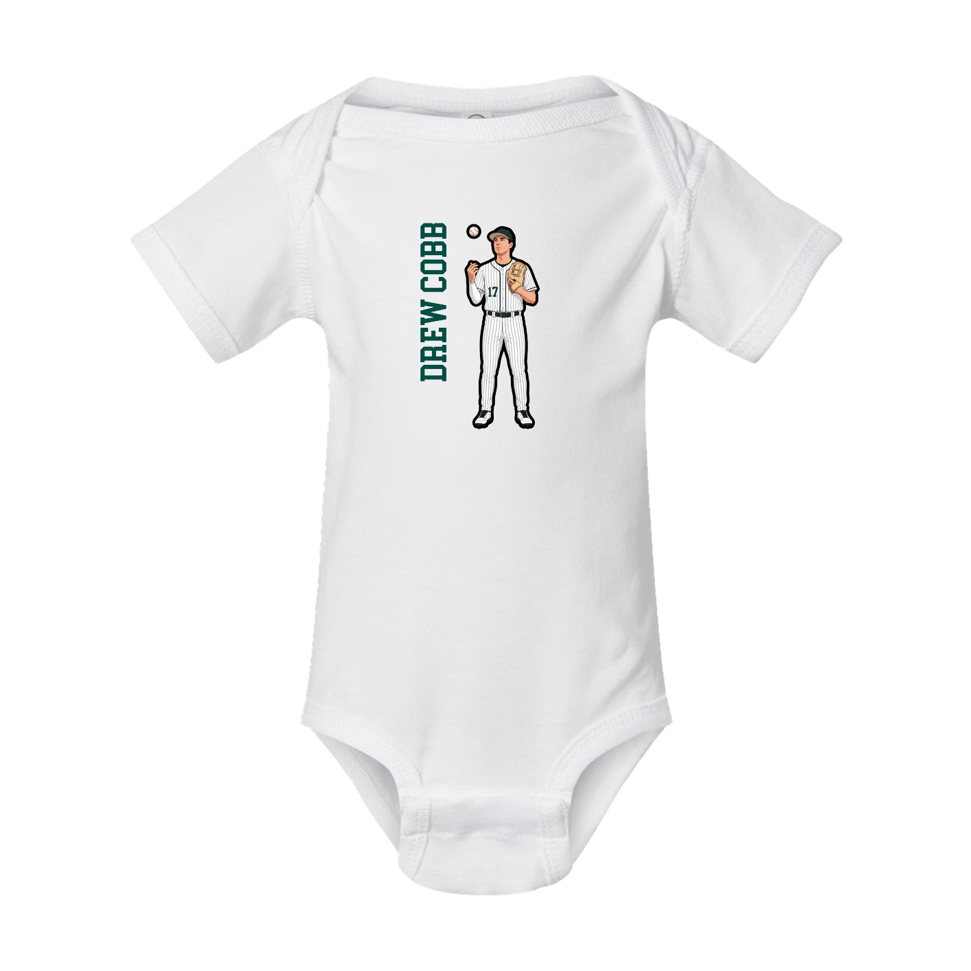 Baby Onesie — Name Vertical in White