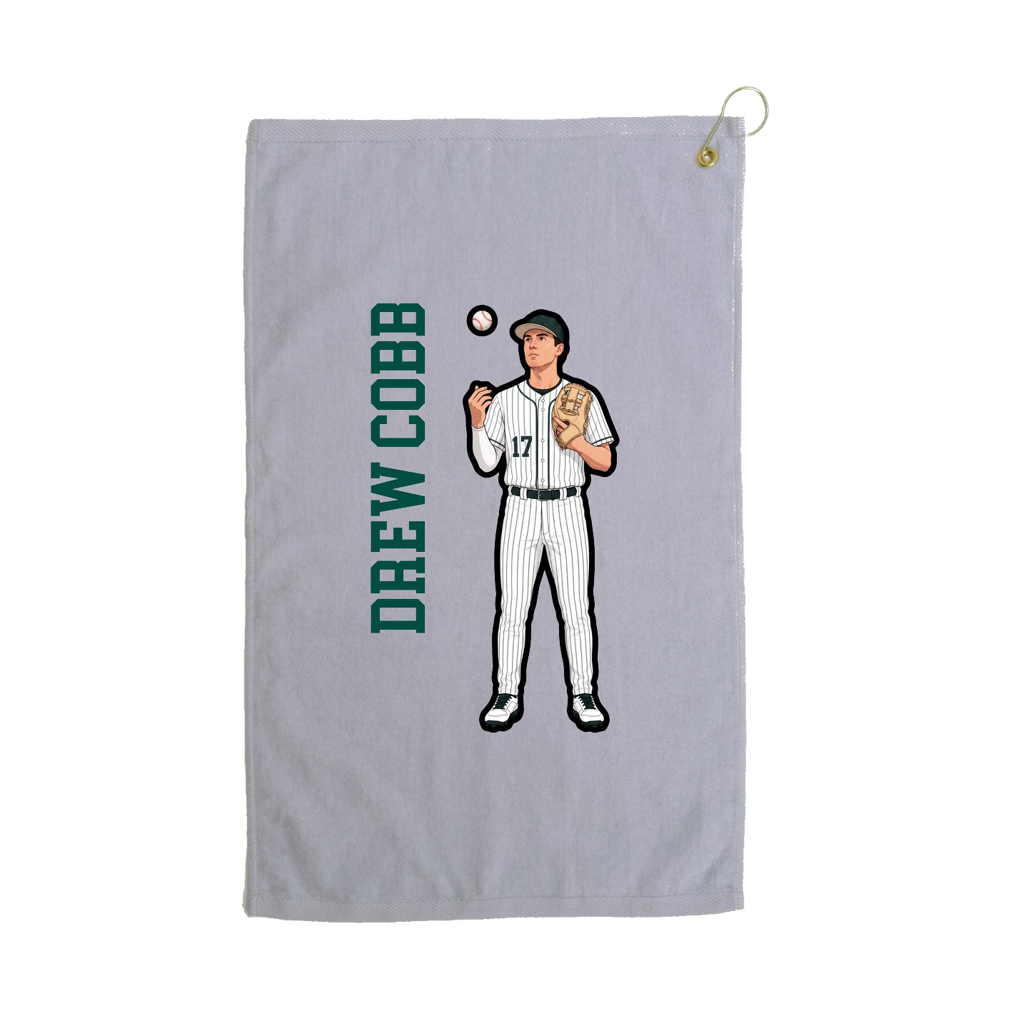 Golf Towel — Name Vertical in Grey