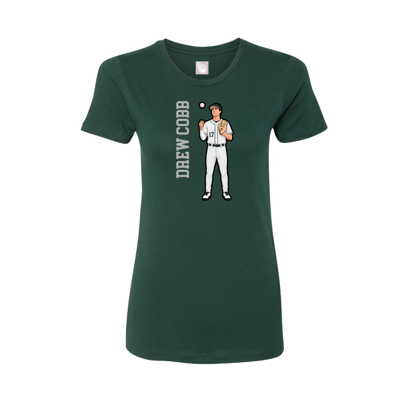 Fitted Women's Tee — Name Vertical in Green