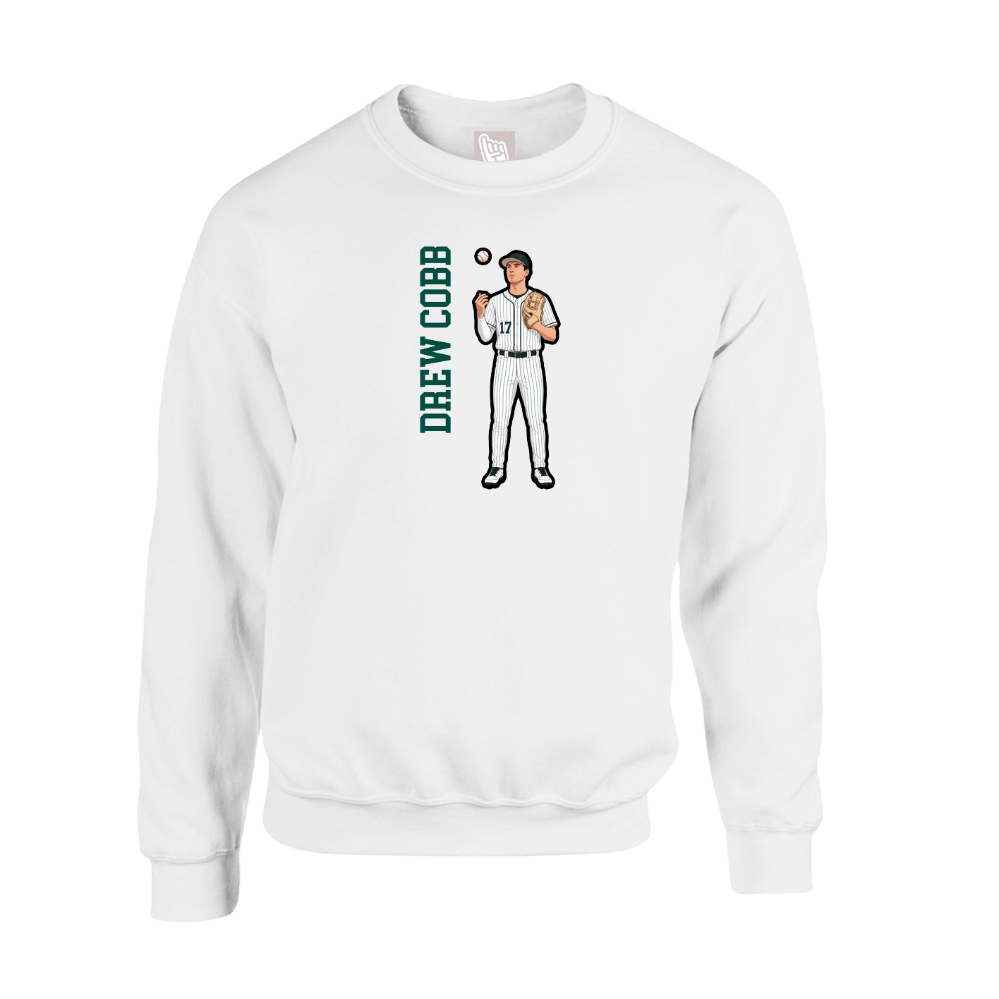 Fleece Crew — Name Vertical in White