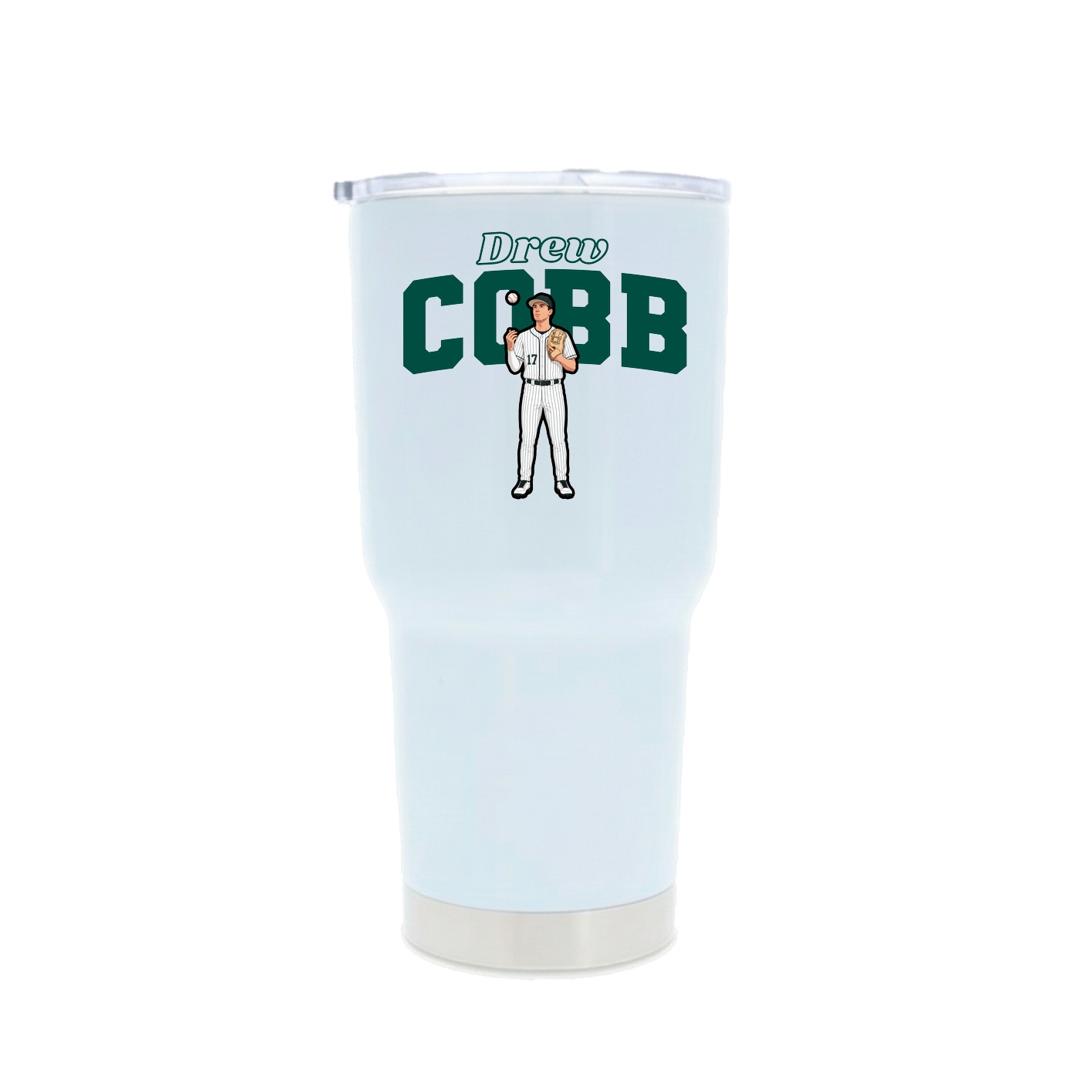 30oz Stainless Steel Tumbler — Name Arch in White