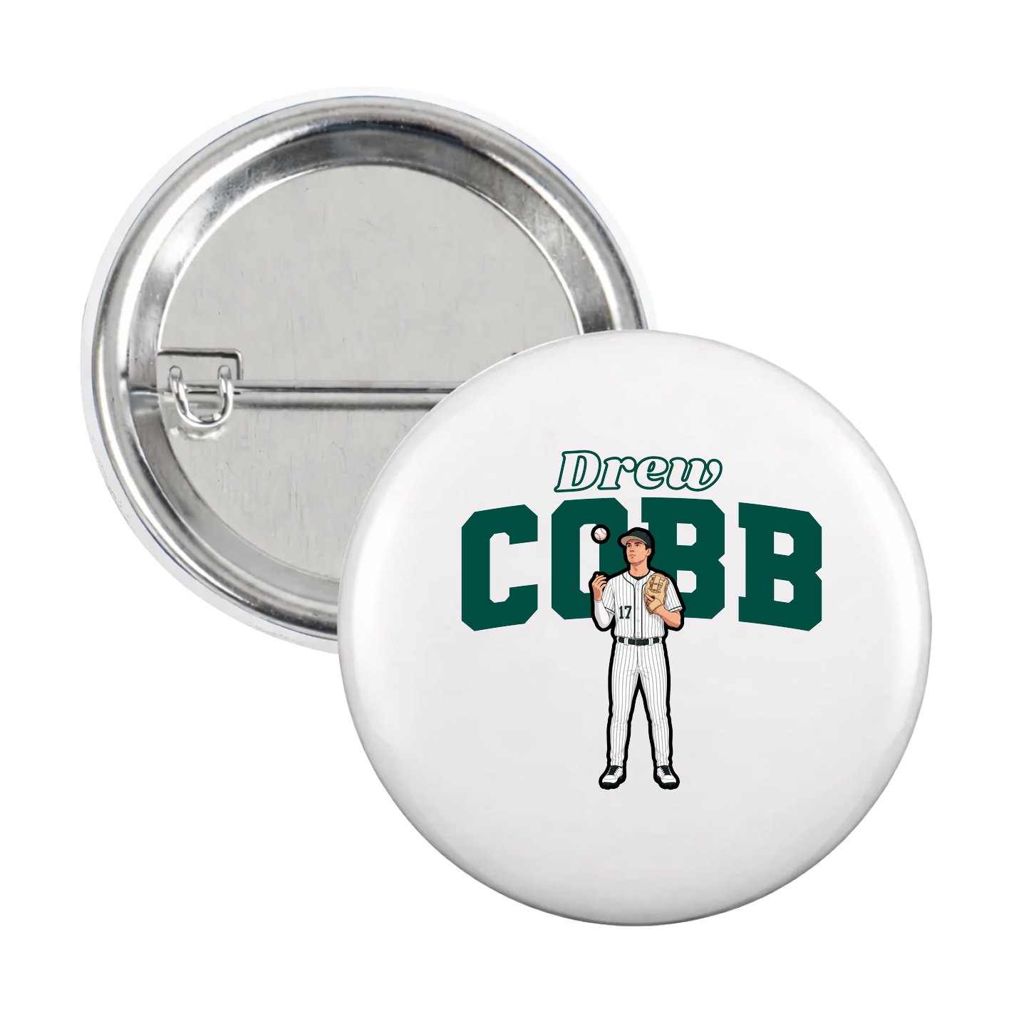 Game Day Button — Name Arch in White