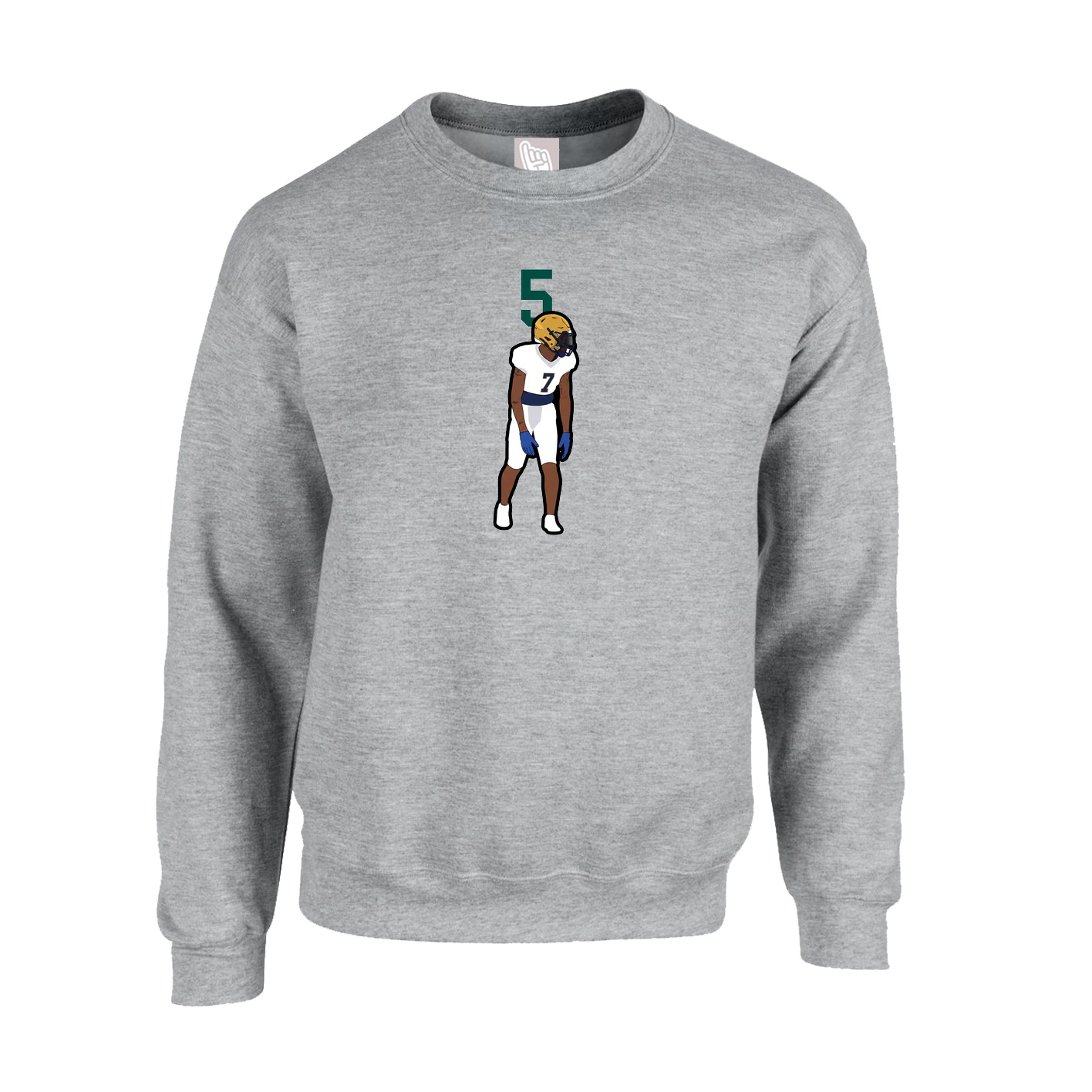 Fleece Crew — Number Top in Grey