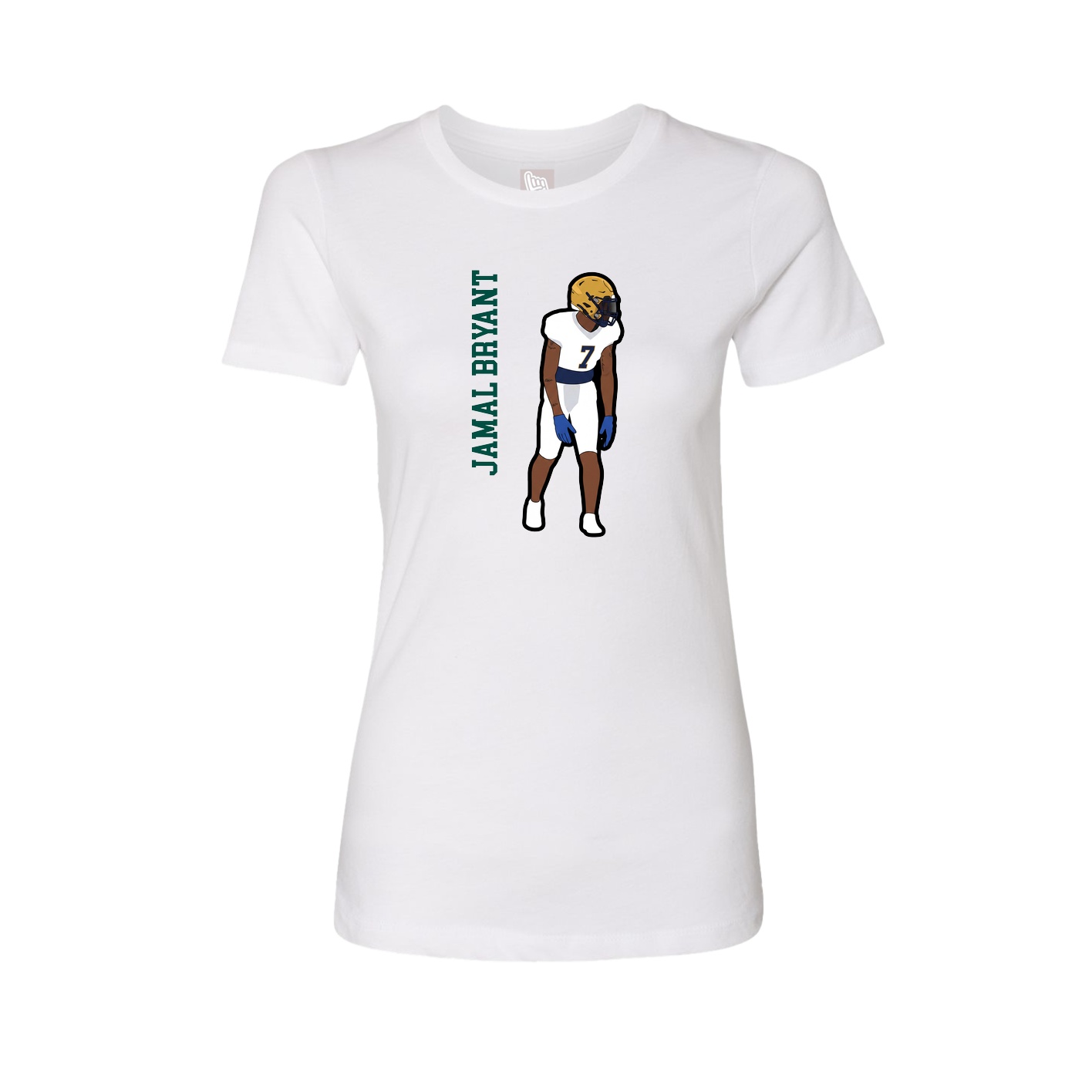 Fitted Women's Tee — Name Vertical in White