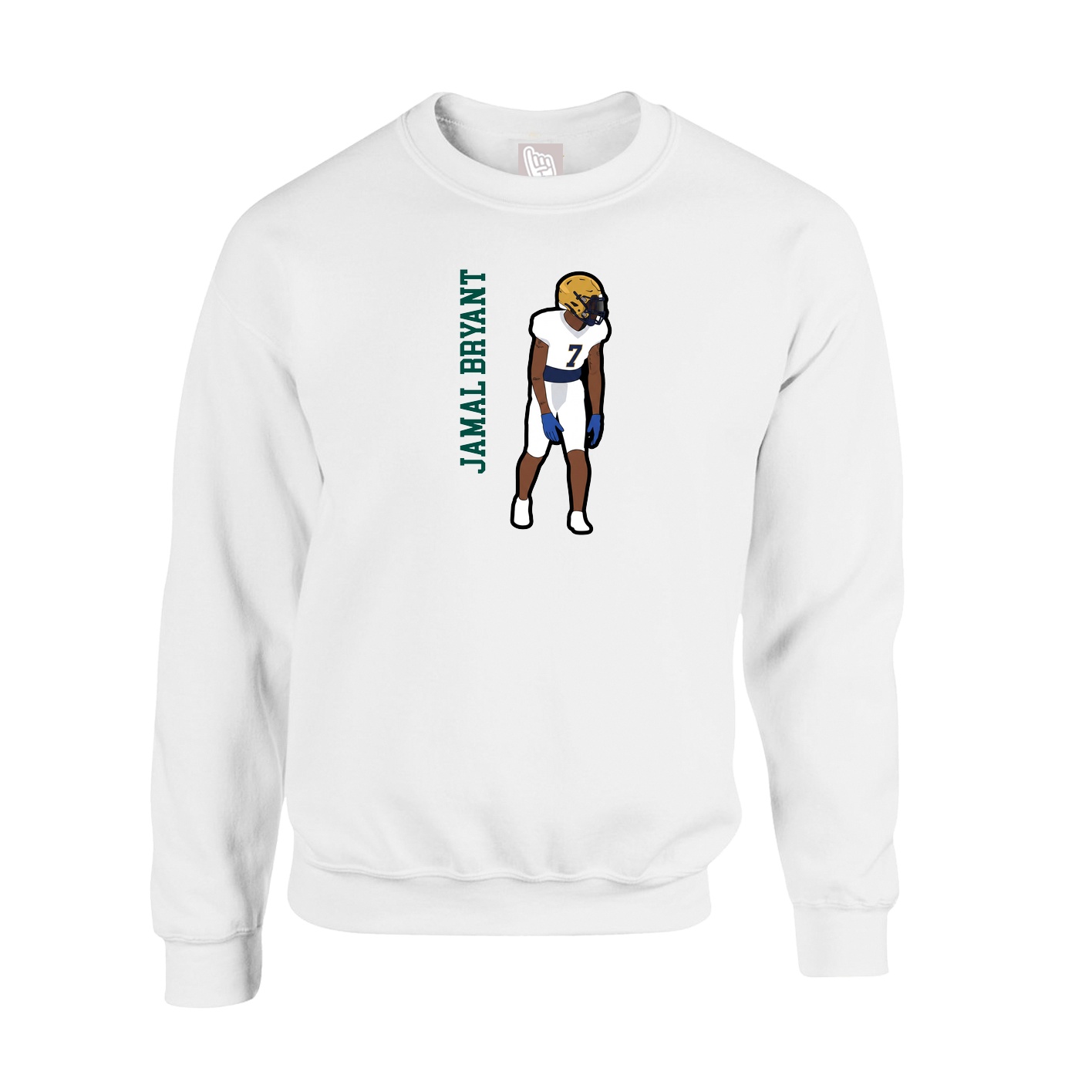 Fleece Crew — Name Vertical in White