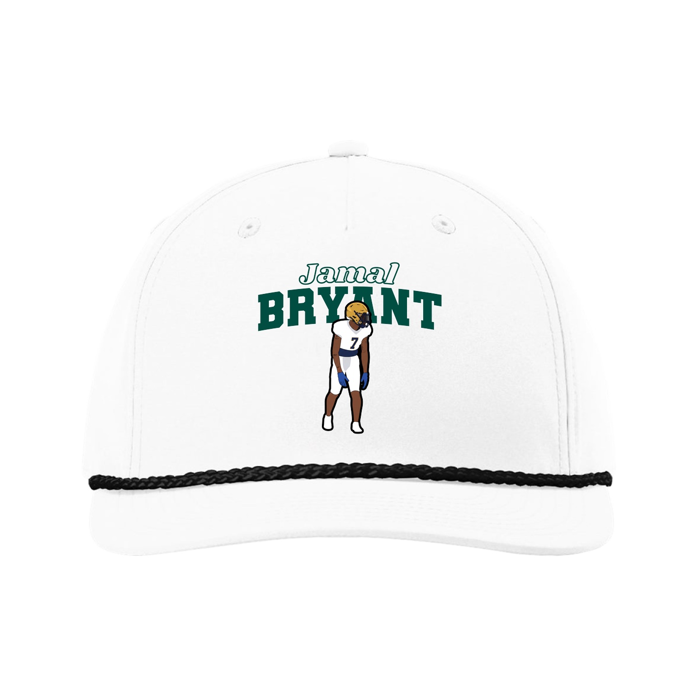 Five-Panel Classic Rope Cap — Name Arch in White