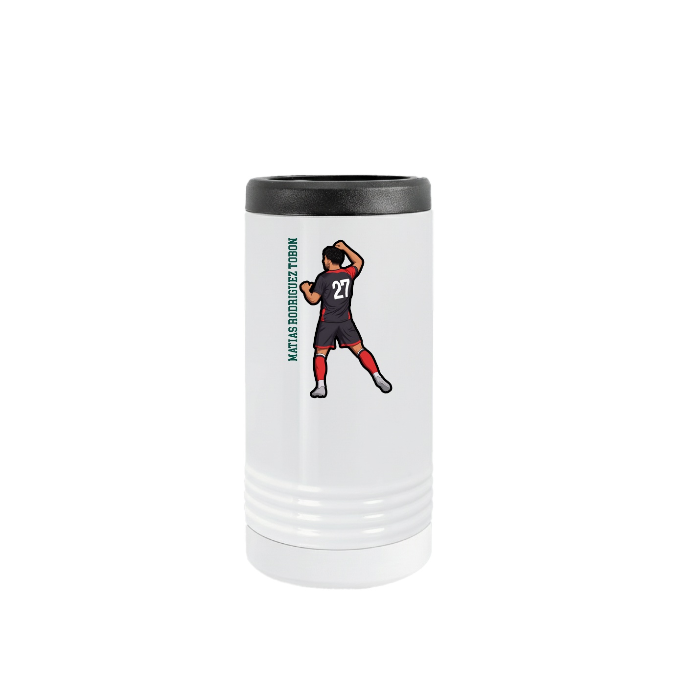 Slim Beverage Holder — Name Vertical in White