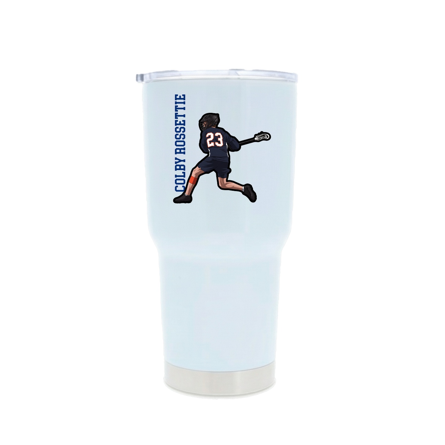 30oz Stainless Steel Tumbler — Name Vertical in White