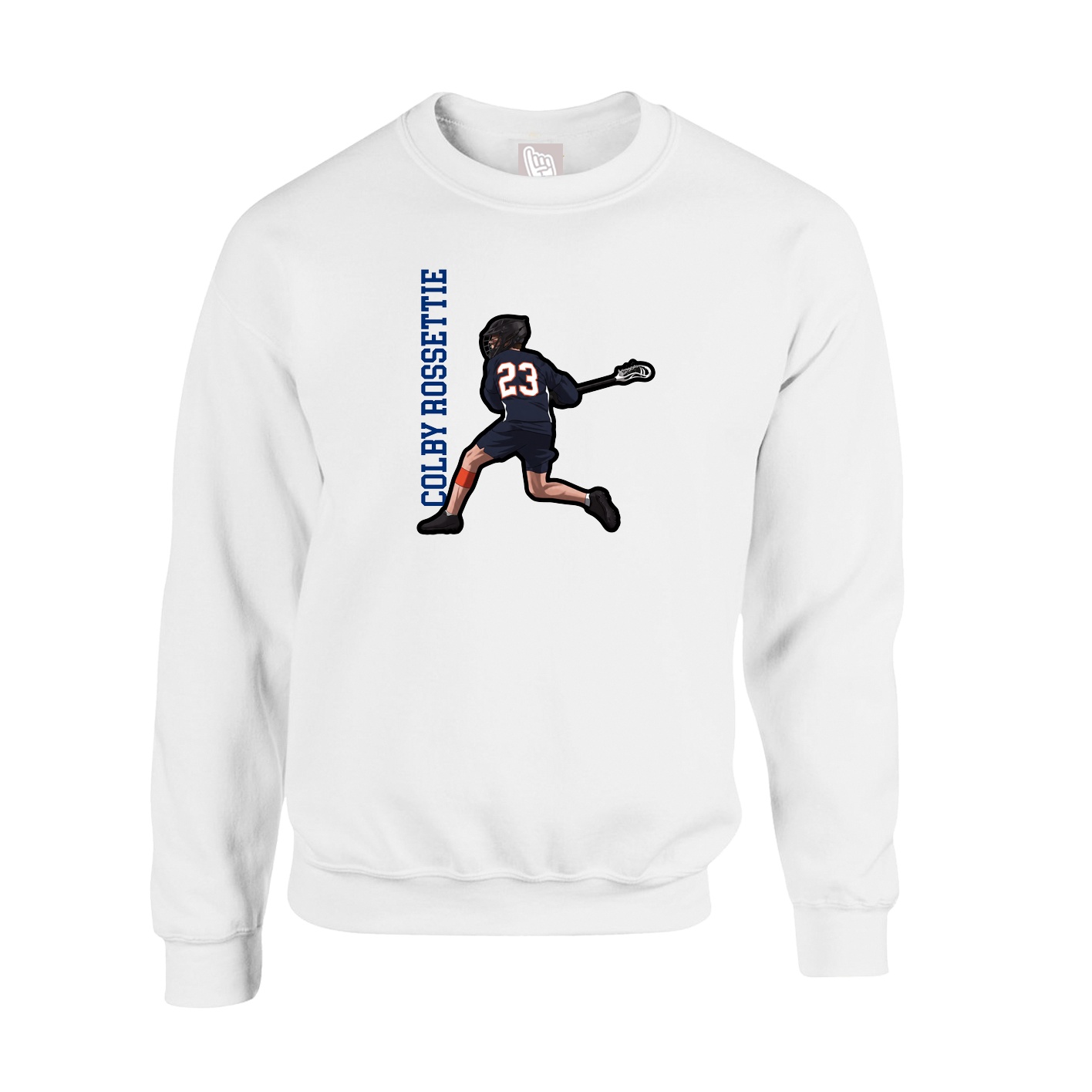 Fleece Crew — Name Vertical in White