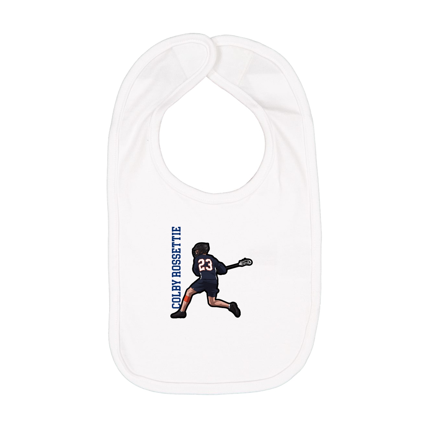 Infant Bib — Name Vertical in White