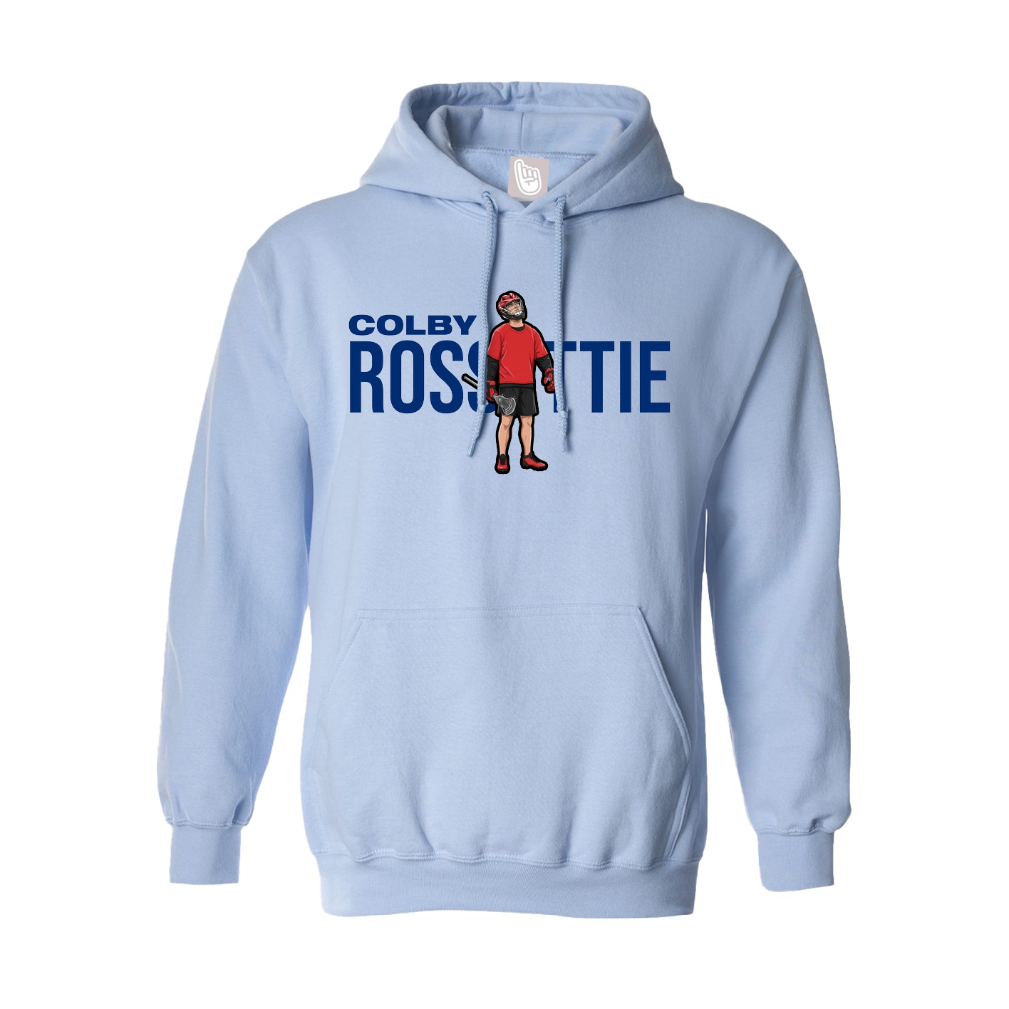 Hoodie — Player Name in Light Blue