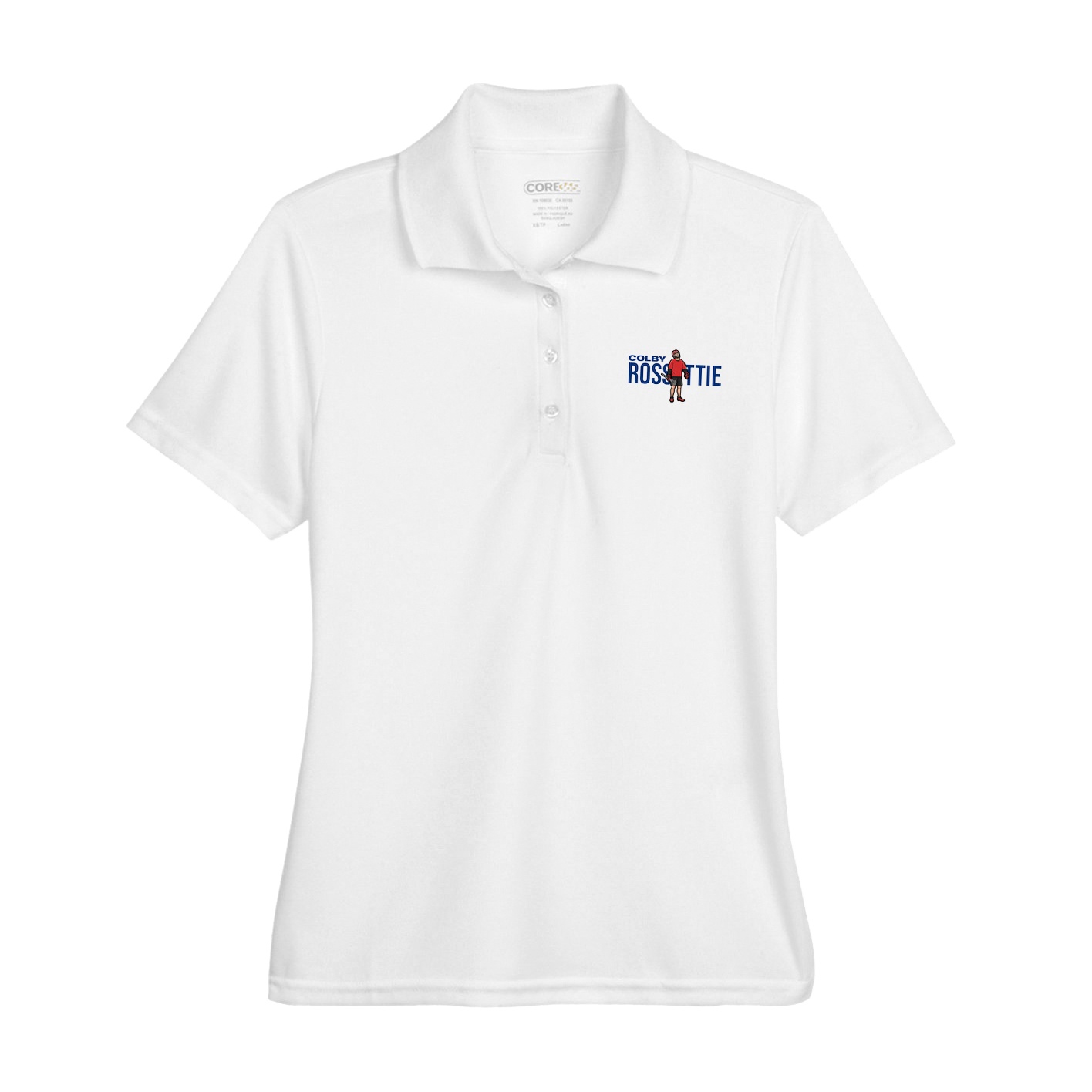 Womens Performance Polo — Player Name in White