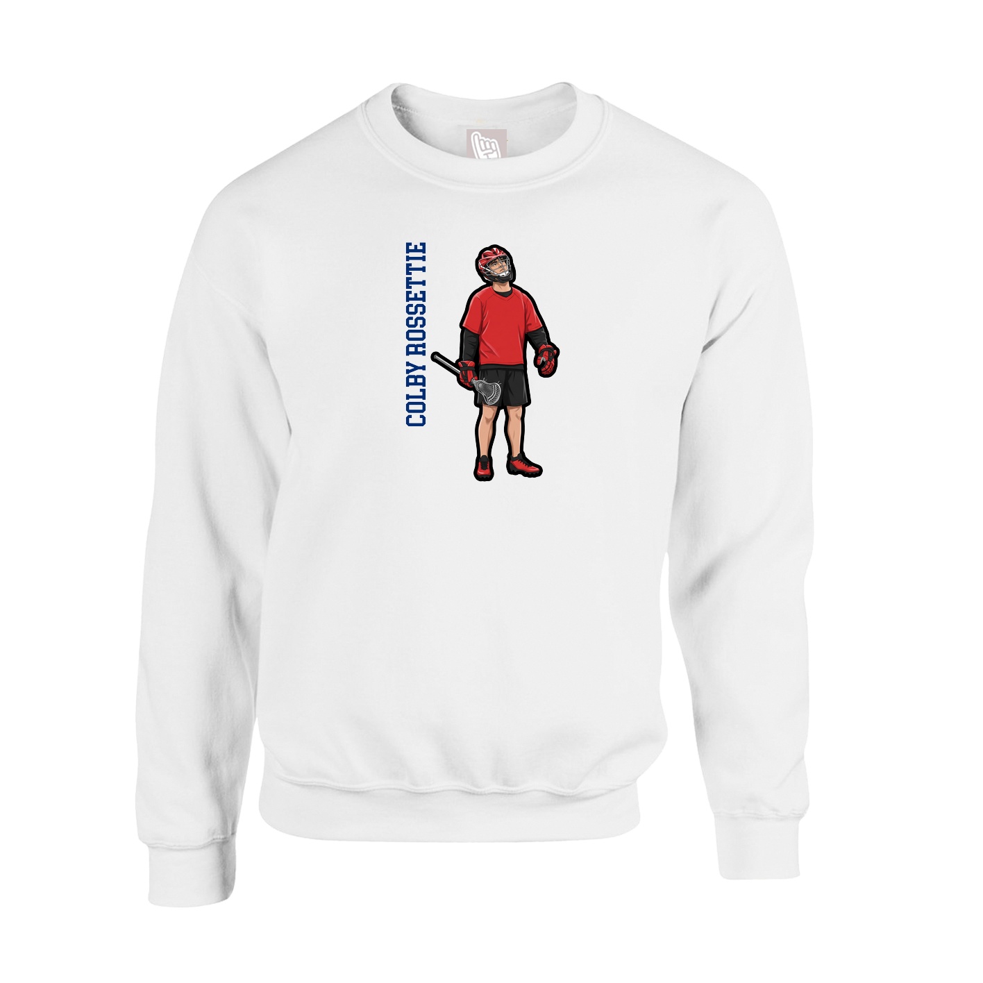 Fleece Crew — Name Vertical in White