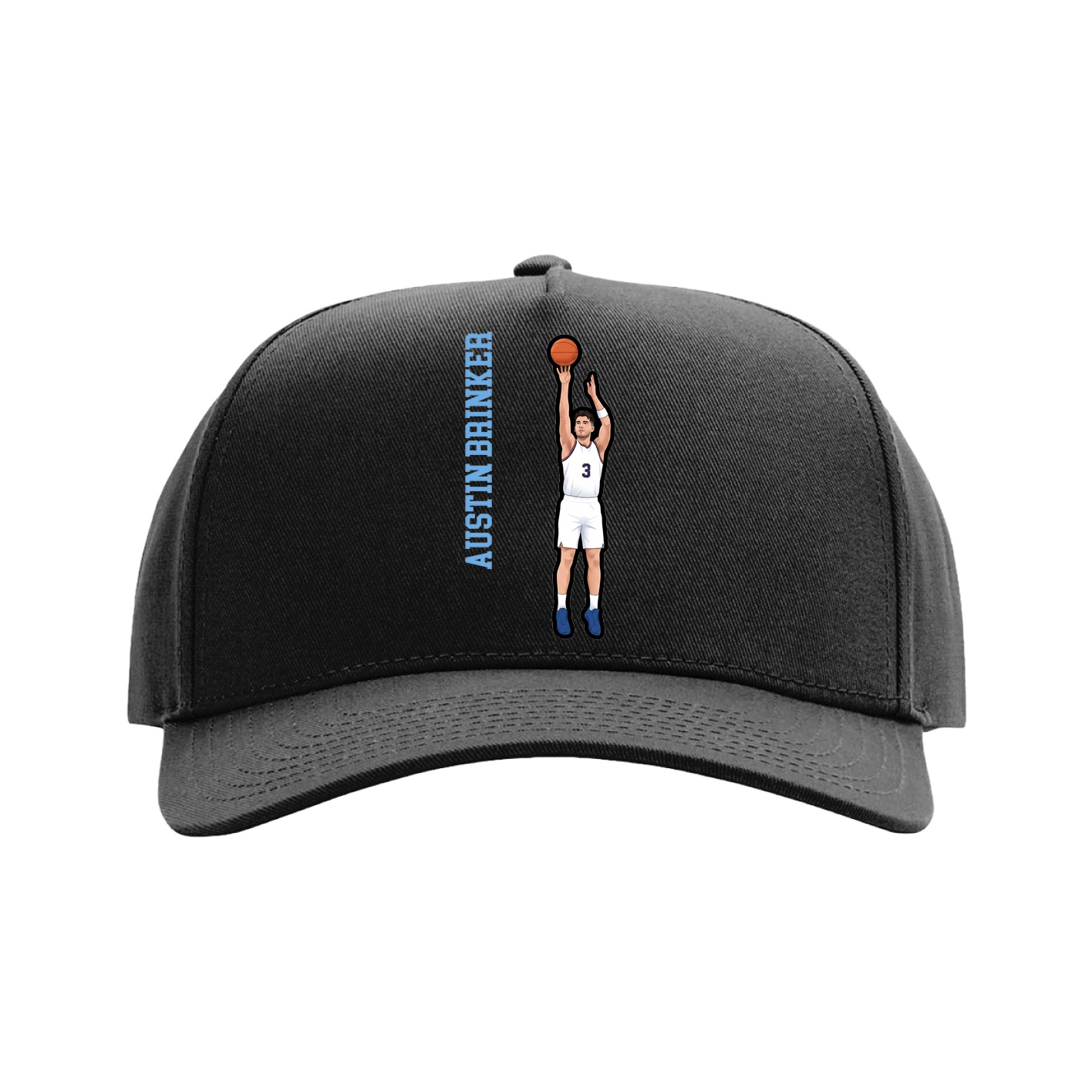Full Fabric Five-Panel Champ Cap — Name Vertical in Black