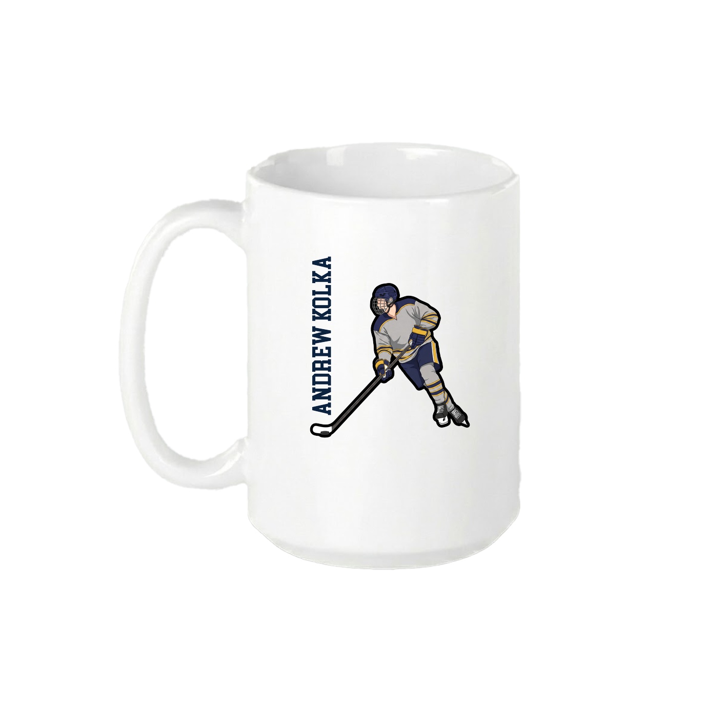 15oz Coffee Mug — Name Vertical in White