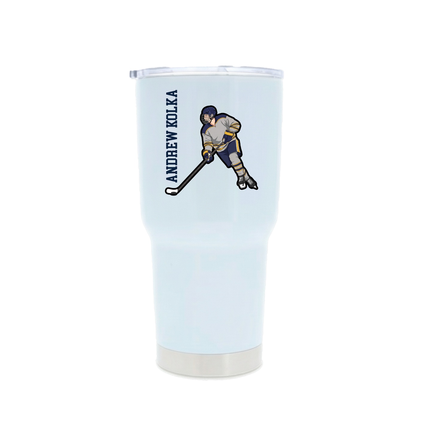 30oz Stainless Steel Tumbler — Name Vertical in White