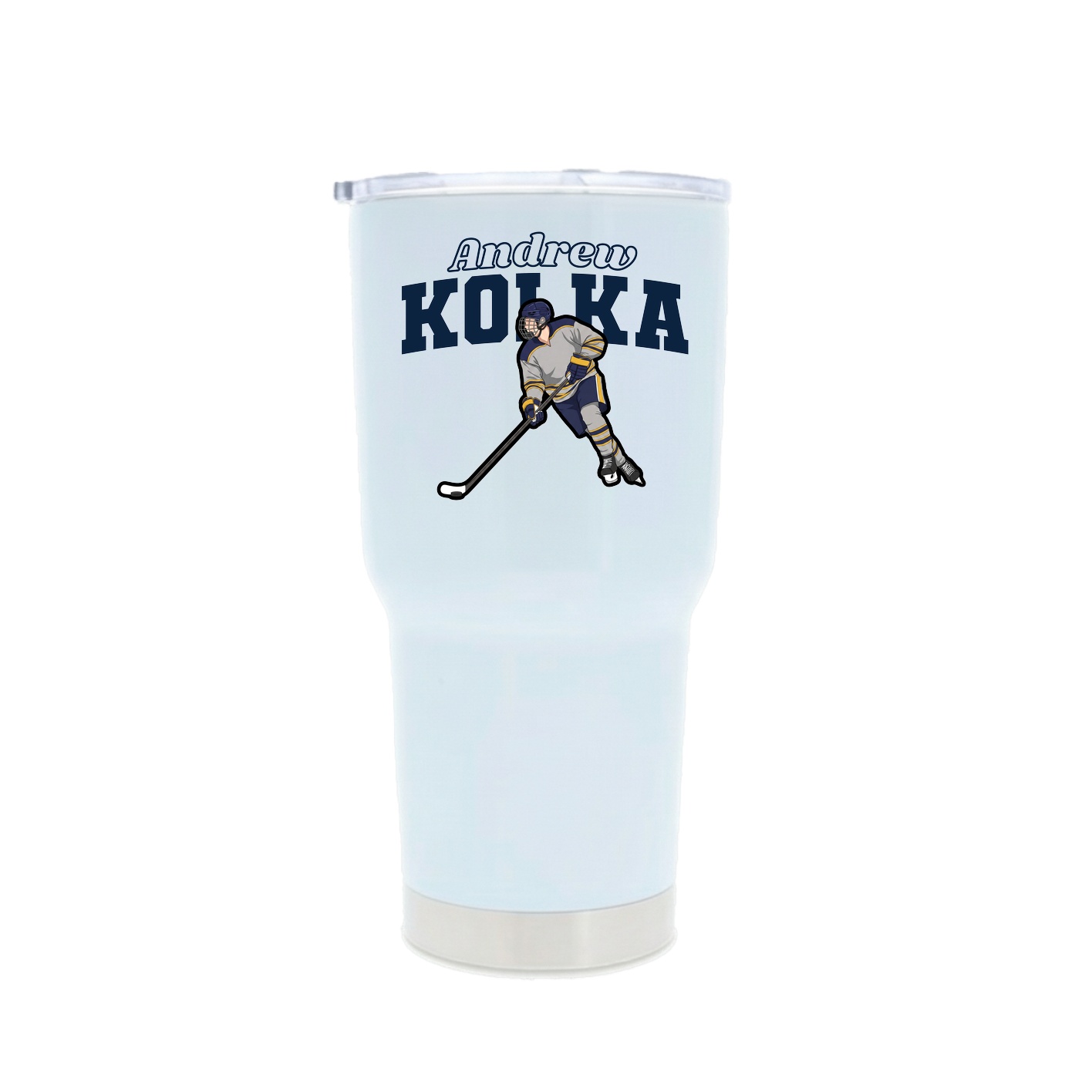30oz Stainless Steel Tumbler — Name Arch in White