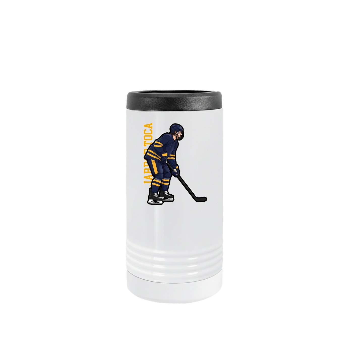 Slim Beverage Holder — Name Vertical in White