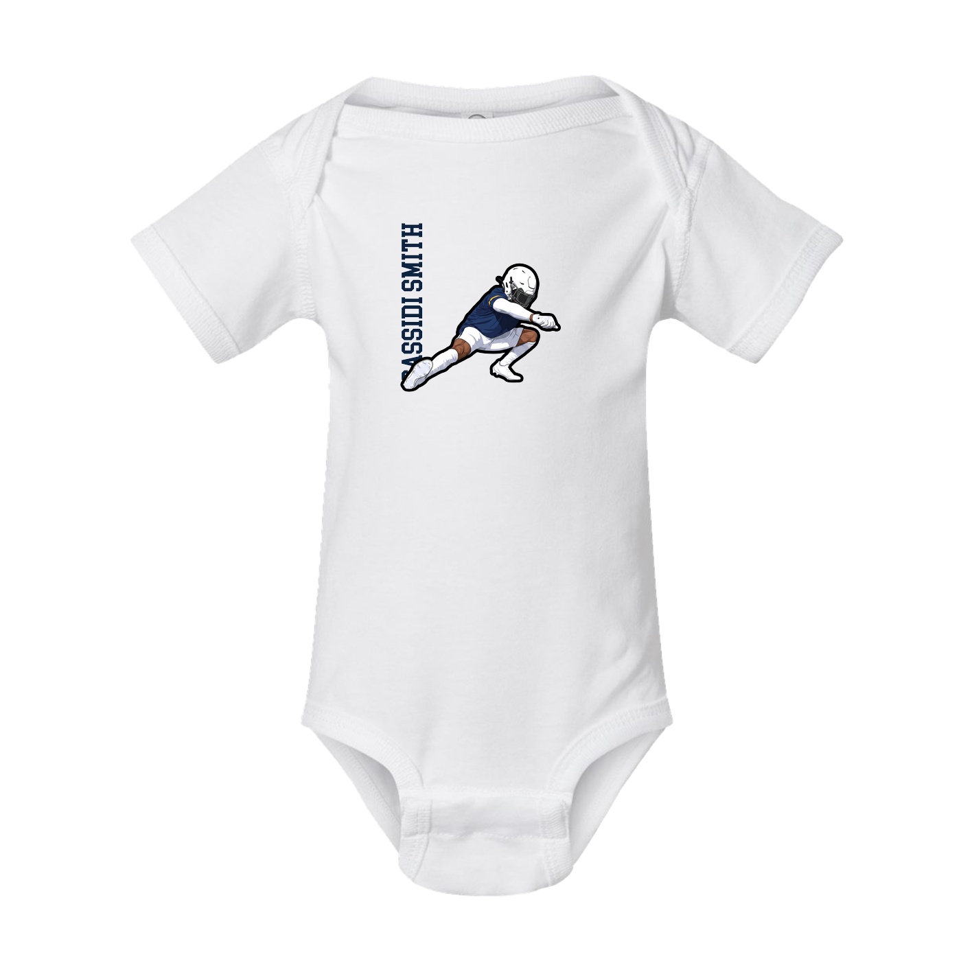 Baby Onesie — Name Vertical in White