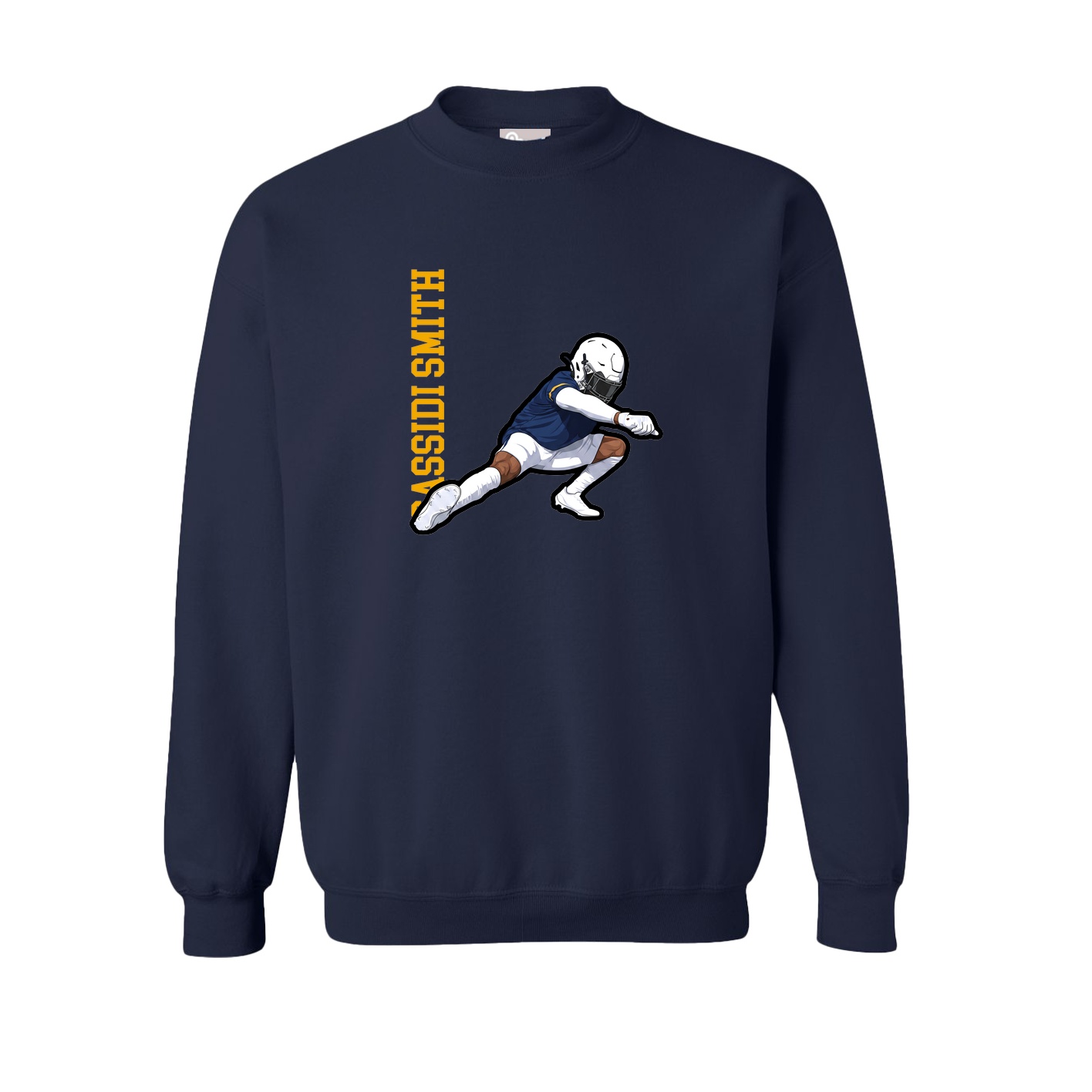 Fleece Crew — Name Vertical in Navy