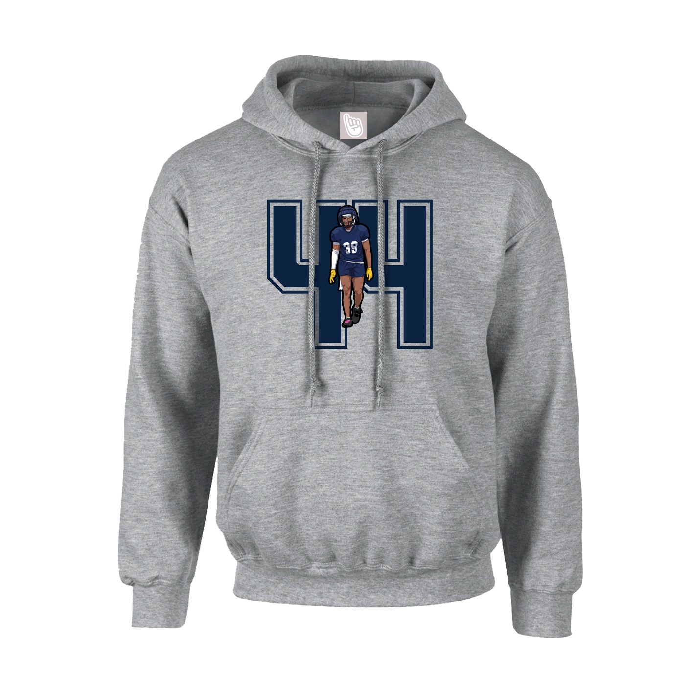 Youth Hoodie — Number in Grey