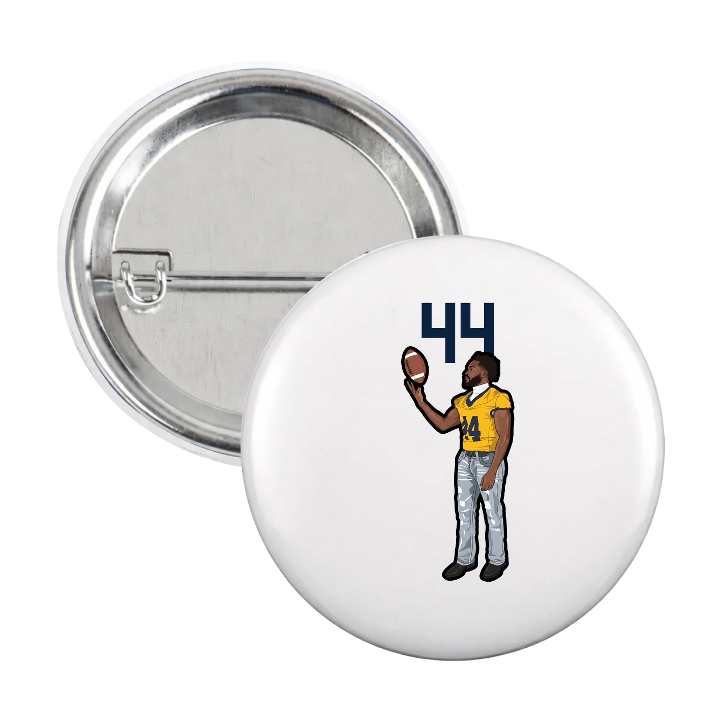 Game Day Button — Number Top in White