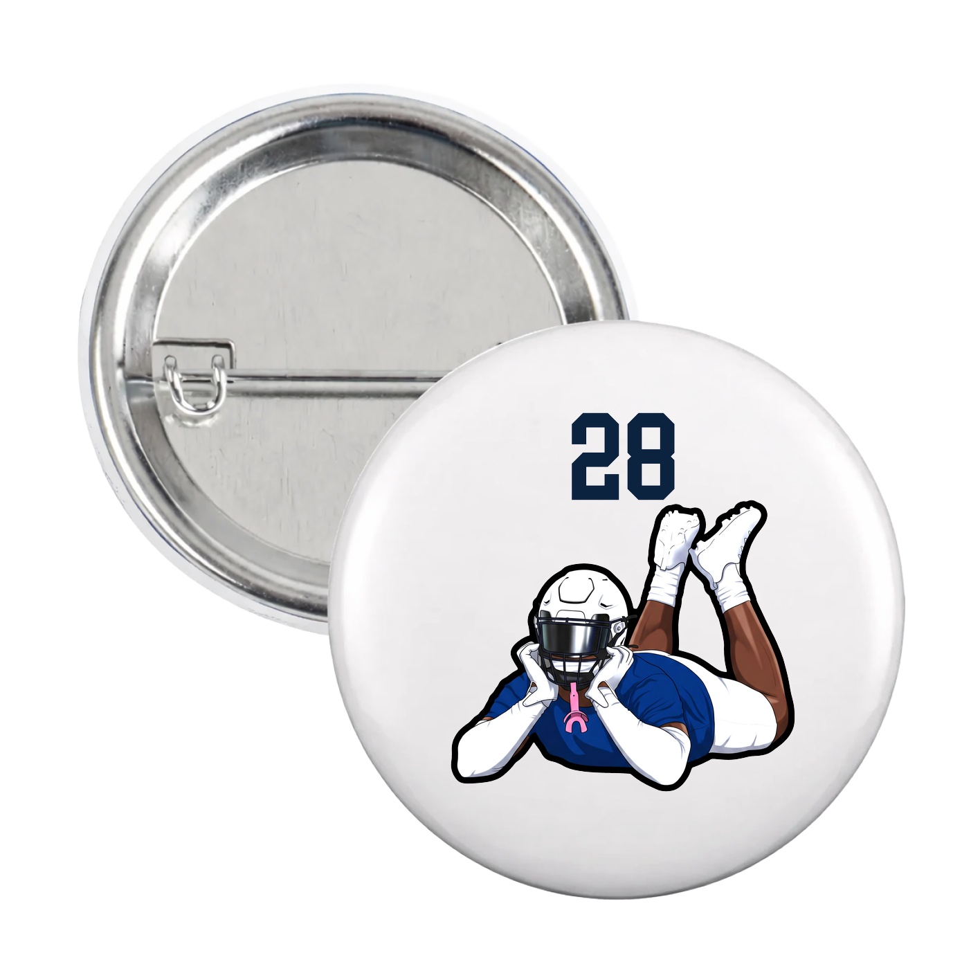 Game Day Button — Number Top in White