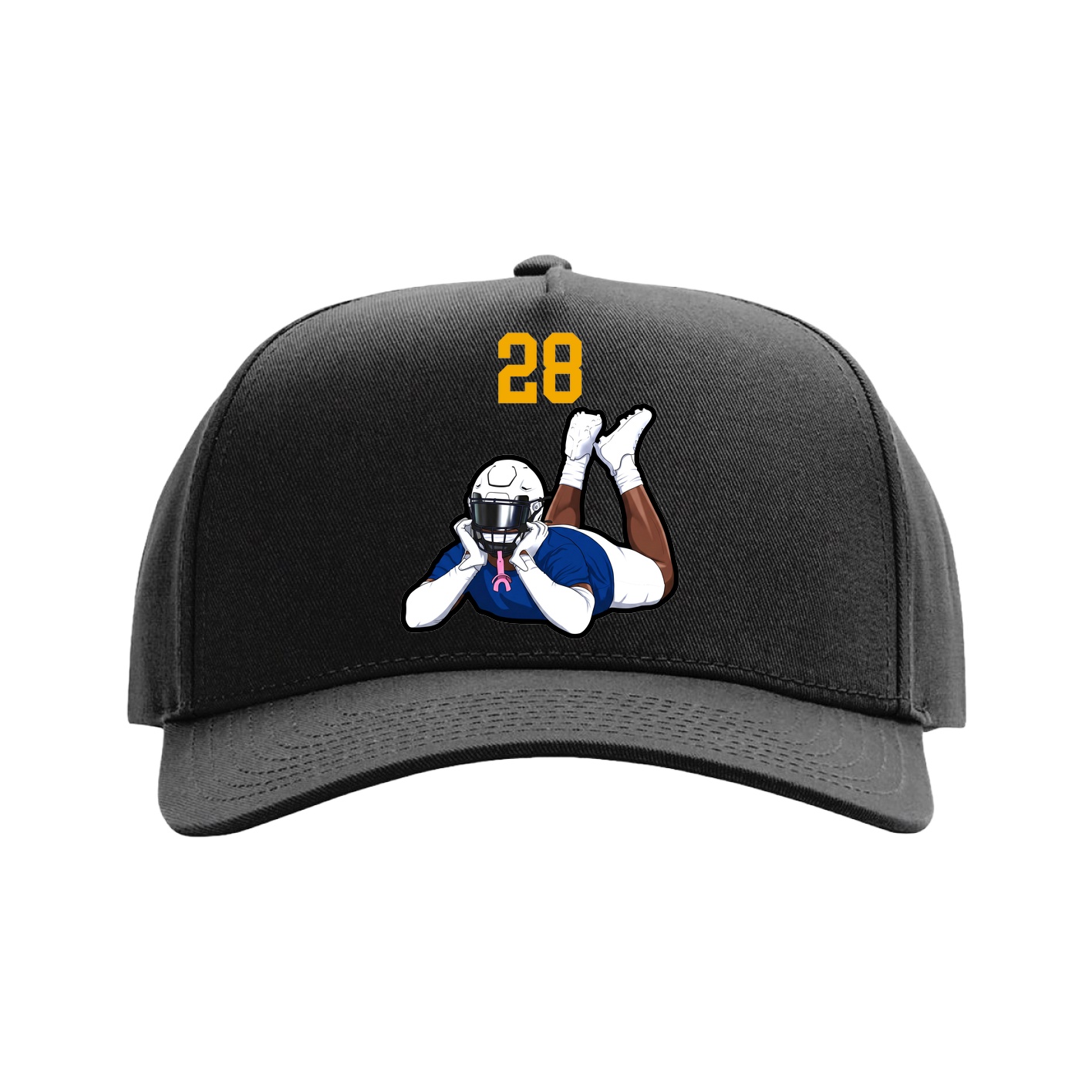 Full Fabric Five-Panel Champ Cap — Number Top in Black