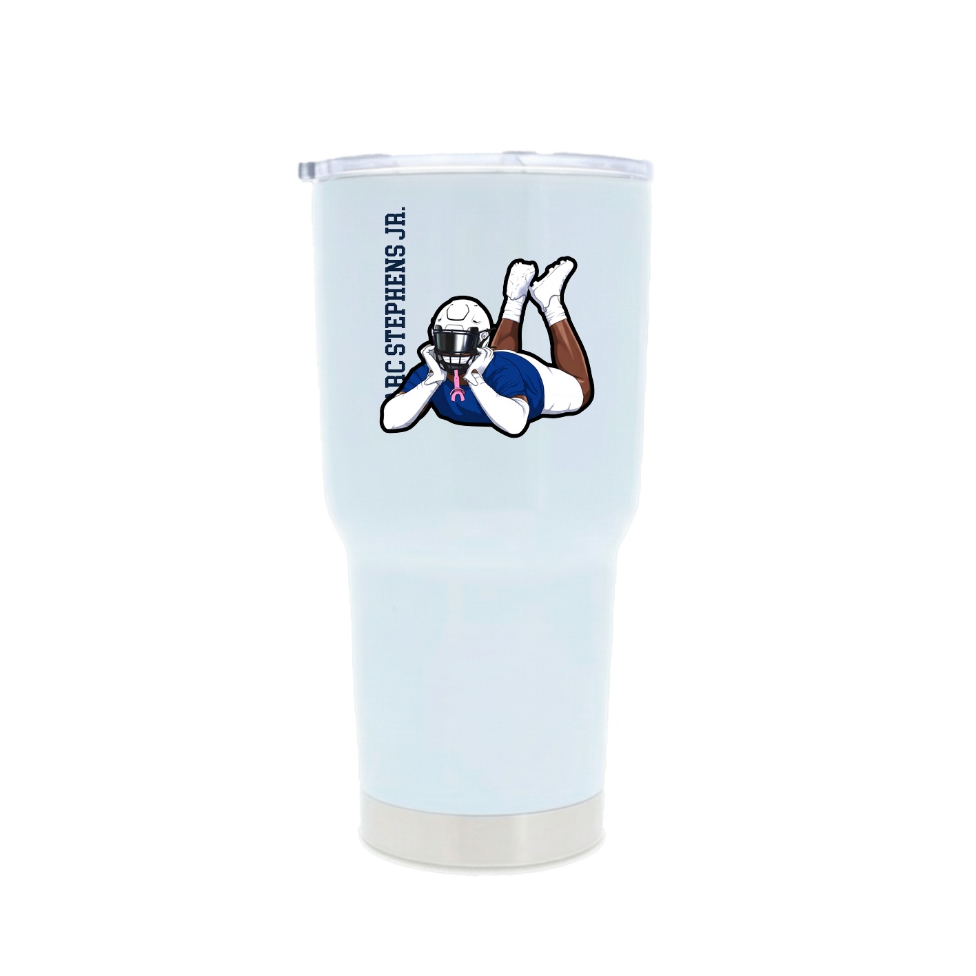 30oz Stainless Steel Tumbler — Name Vertical in White