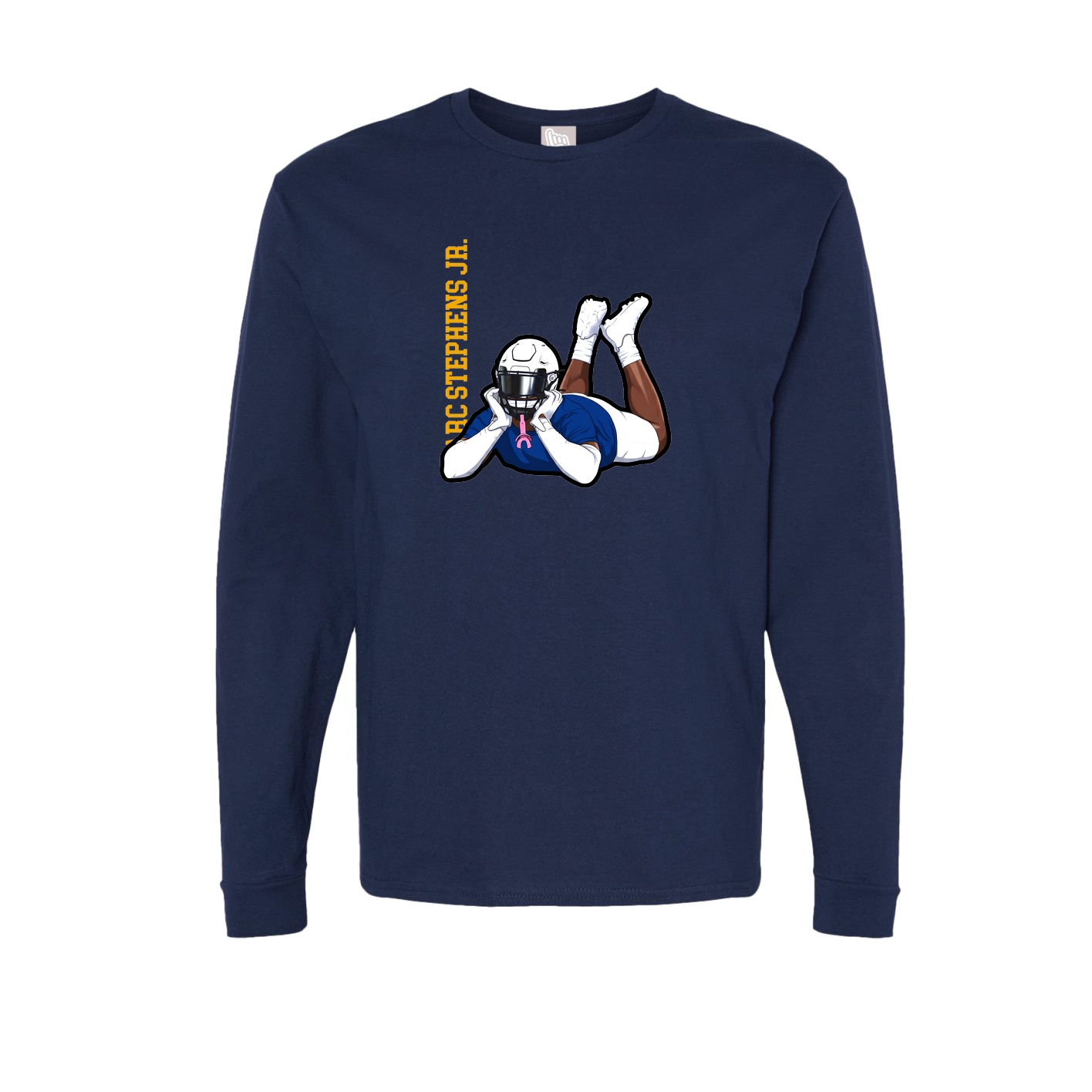 Long Sleeve Tee — Name Vertical in Navy